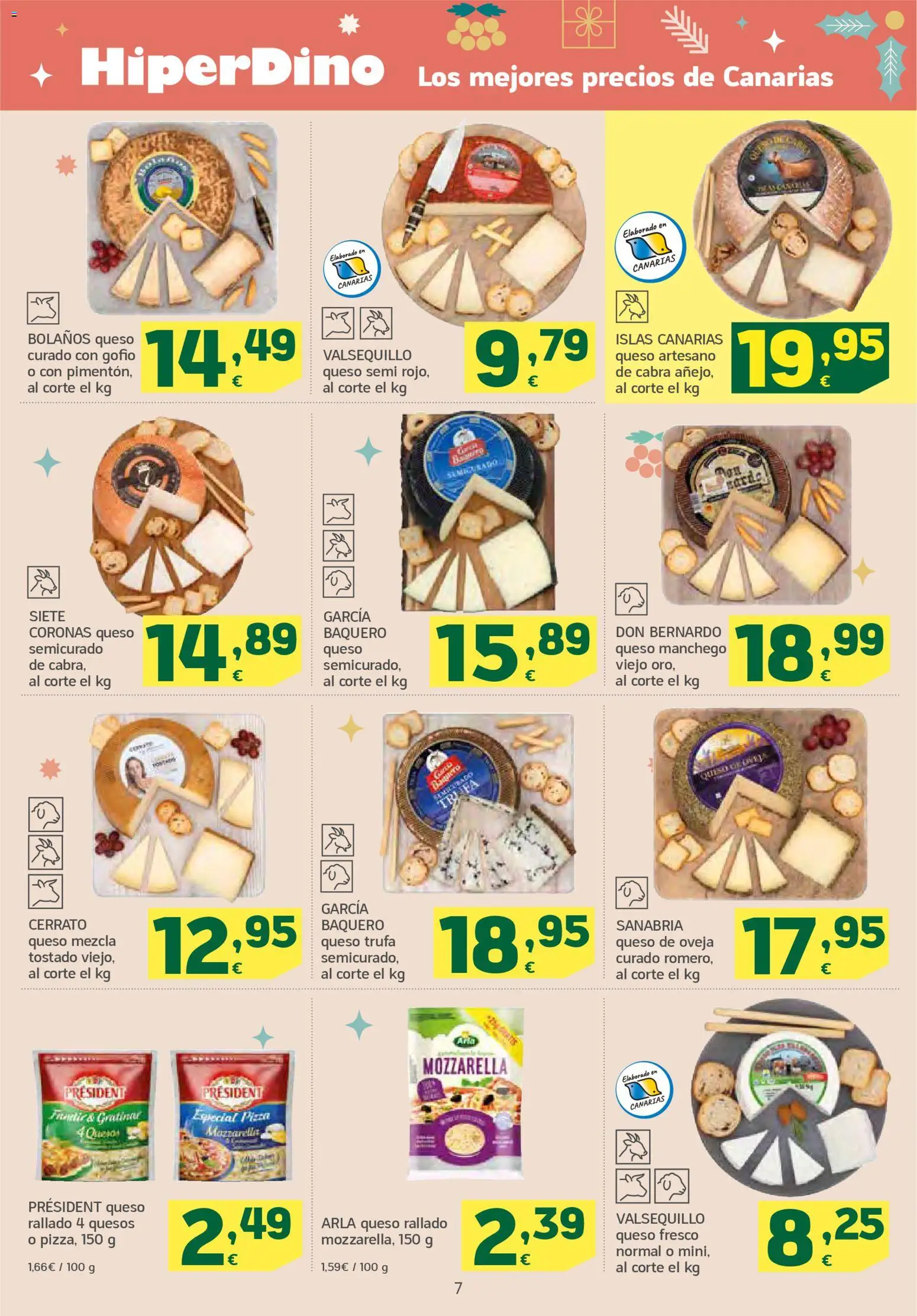 HiperDino folleto │ válido desde el 18.12.2025 | Página: 7 | Productos: Queso de oveja, Pizza, Queso fresco, Queso rallado