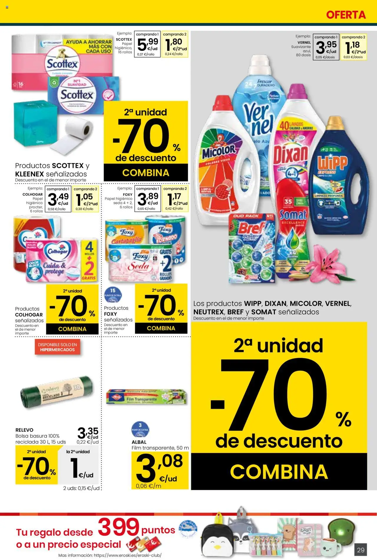 Eroski - Ofertón │ válido desde el 18.09.2025 | Página: 29 | Productos: Papel higienico, Suavizante, Bolsa