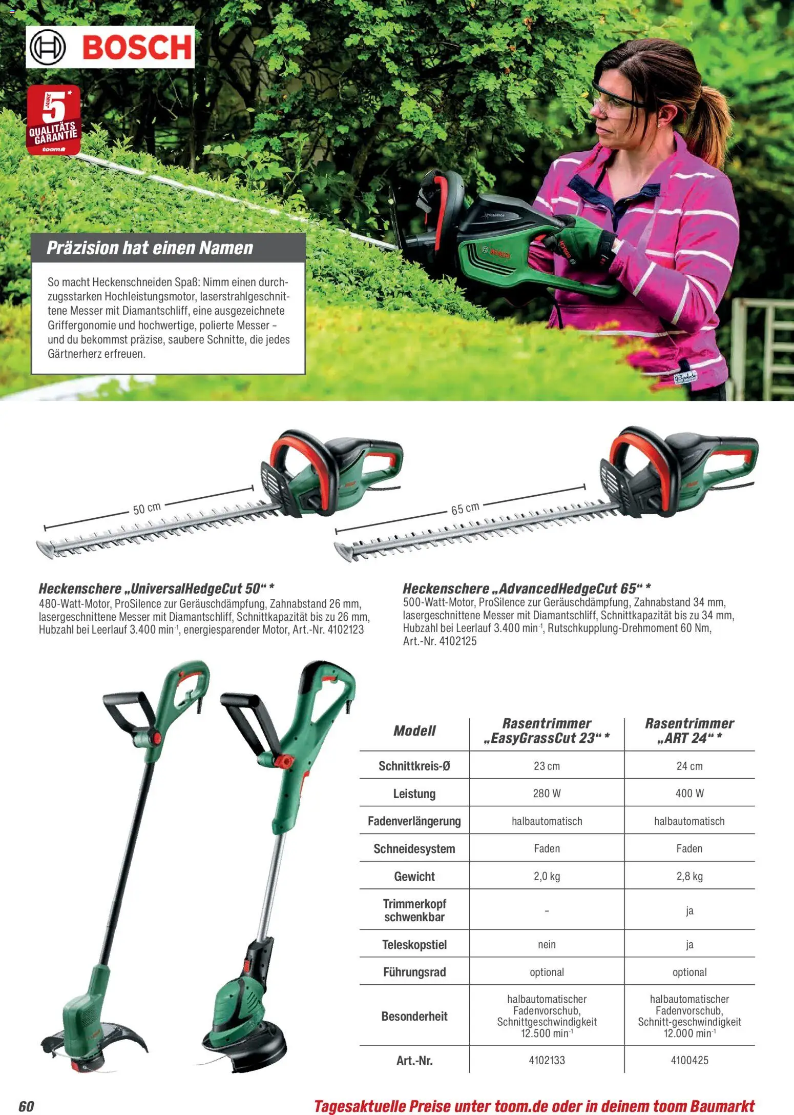 Toom Baumarkt Gartenpflege & Teich 2026 – gültig ab 20.02.2026 | Seite: 60 | Produkte: Bosch, Gewicht