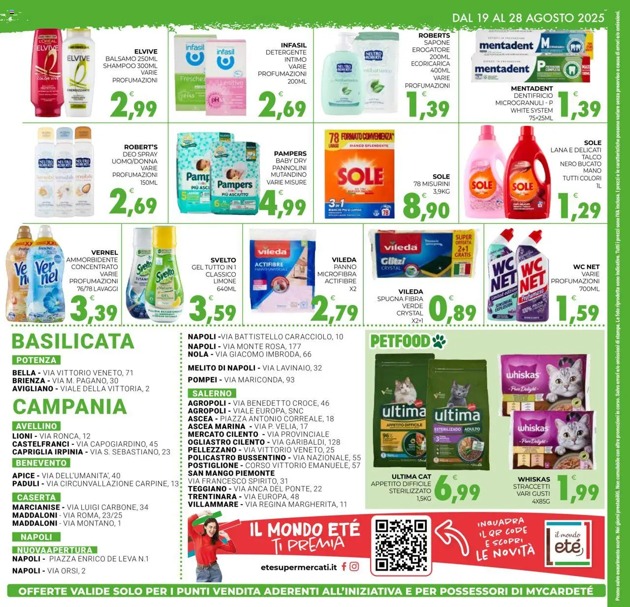 Volantino Eté del 19.08.2025 | Pagina: 12 | Prodotti: Shampoo, Detergente, Talco, WC