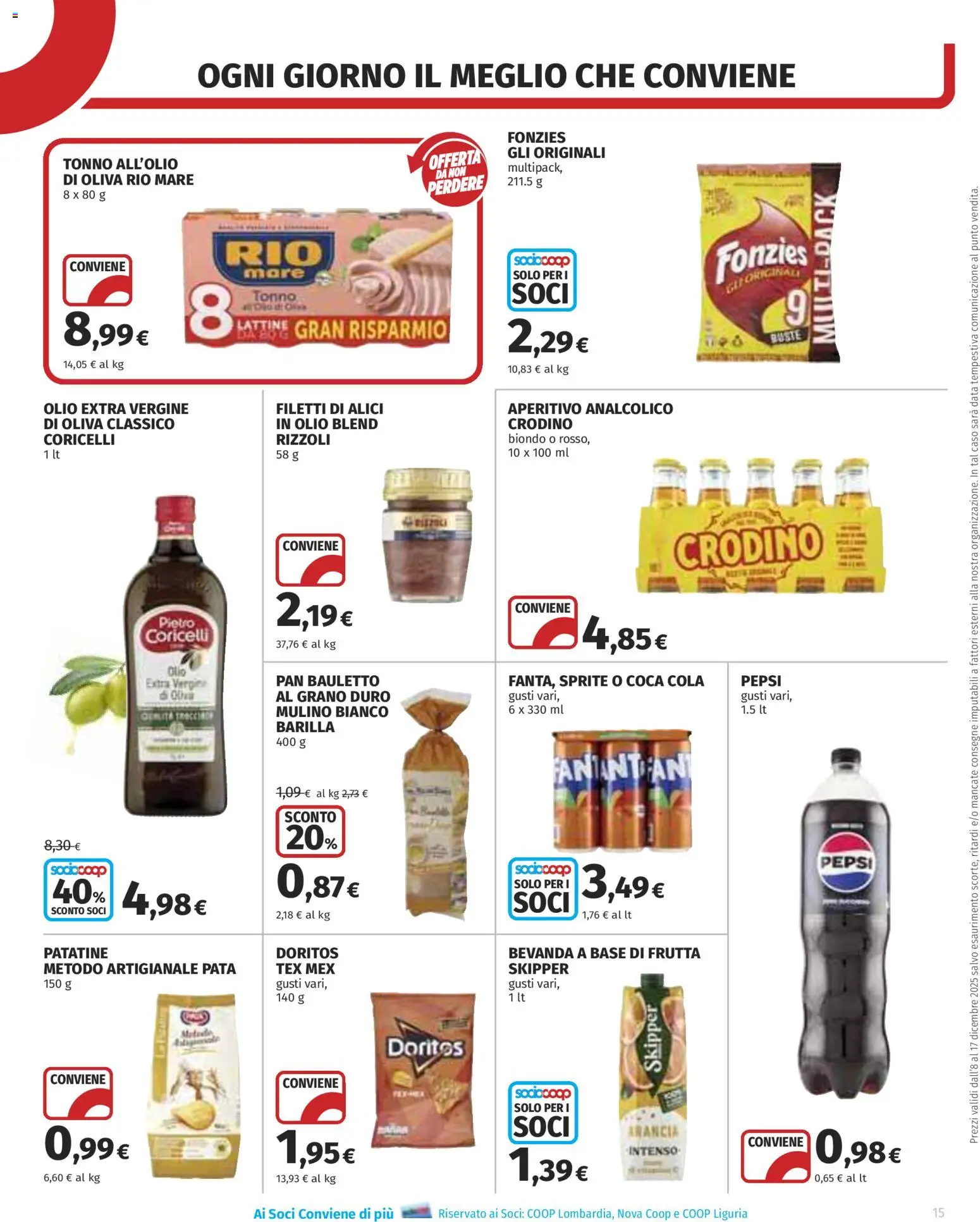 Volantino COOP del 08.12.2025 | Pagina: 15 | Prodotti: Patatine, Tonno, Pepsi, Coca Cola