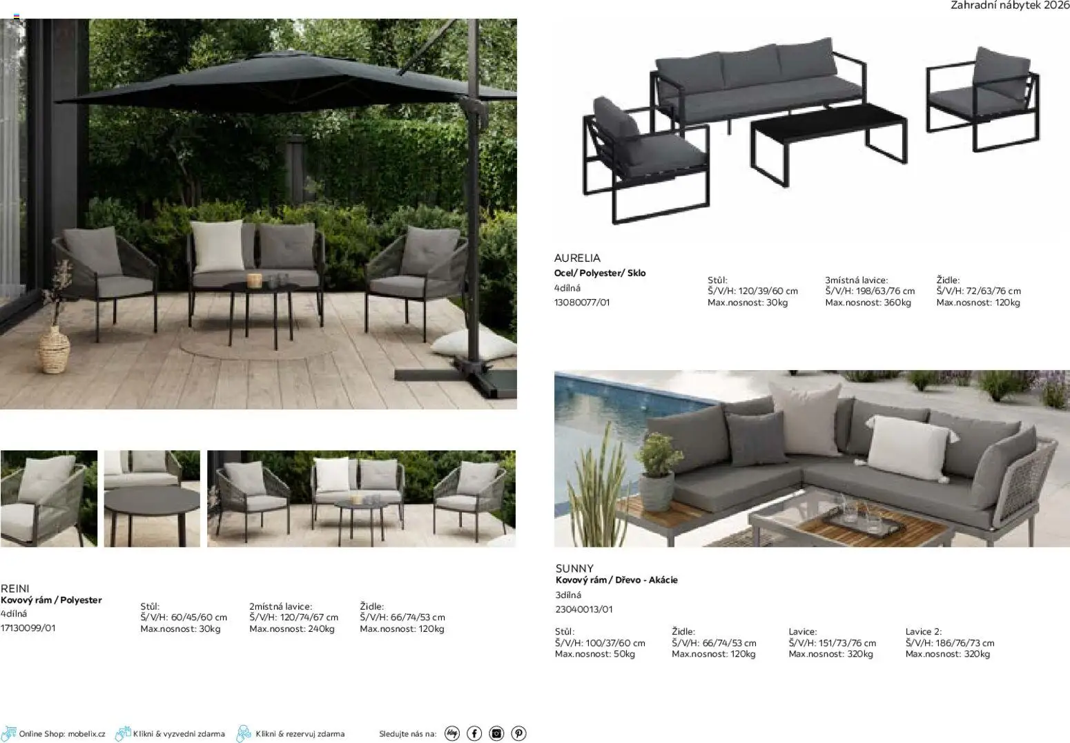Möbelix leták - Zahradní nábytek od 01.03.2026 | Strana: 13 | Produkty: Stůl, Židle, Zahradní nábytek, Lavice