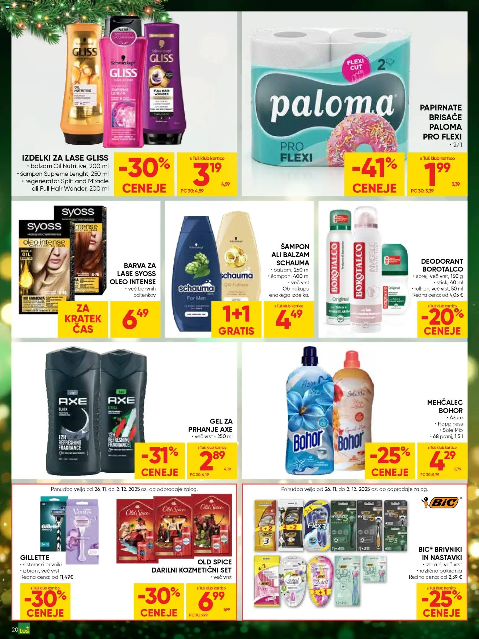 Novi Tuš katalog ponudbe – veljaven od 26.11.2025 | Stran: 20 | Izdelki: Mehčalec, Papirnate brisače, Deodorant, Barva