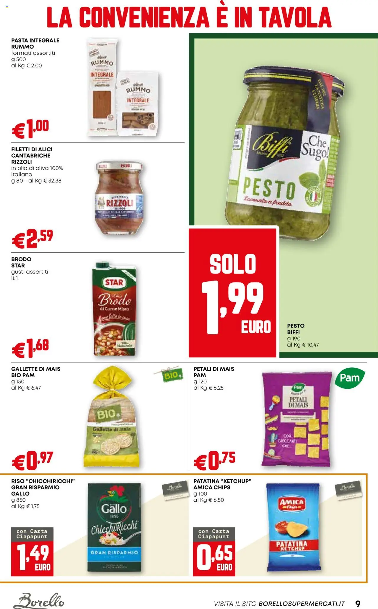 Volantino Borello Supermercati del 09.10.2025 | Pagina: 9 | Prodotti: Olio, Pasta, Alici, Olio di Oliva