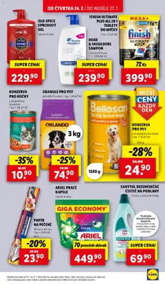 Lidl leták od 24.07.2025 | Strana: 23 | Produkty: Tablety do myčky, Granule pro psy, Mačky, Ariel