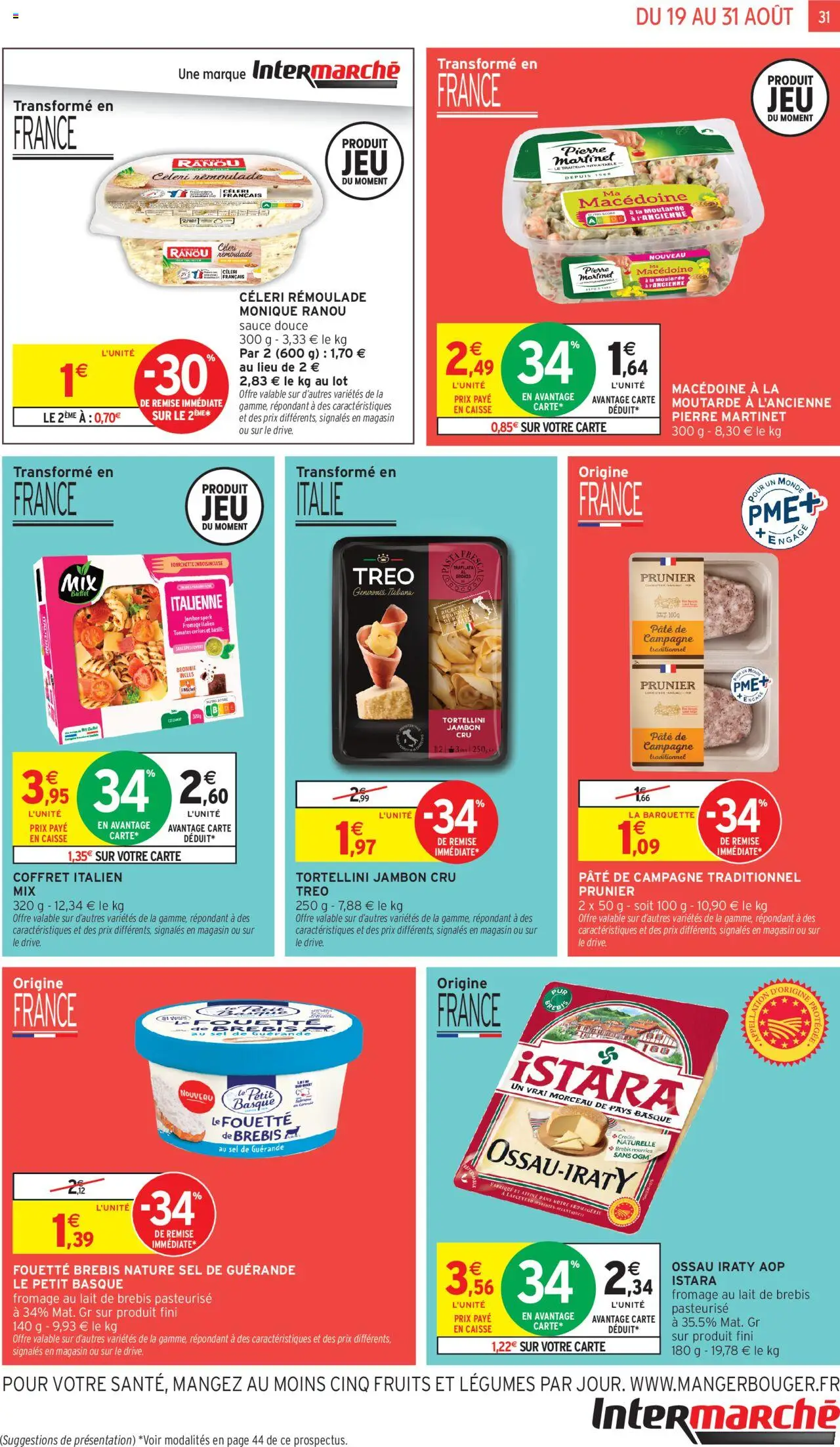  | Page: 31 | Produits: Jambon Cru, Sel, Fromage, Moutarde