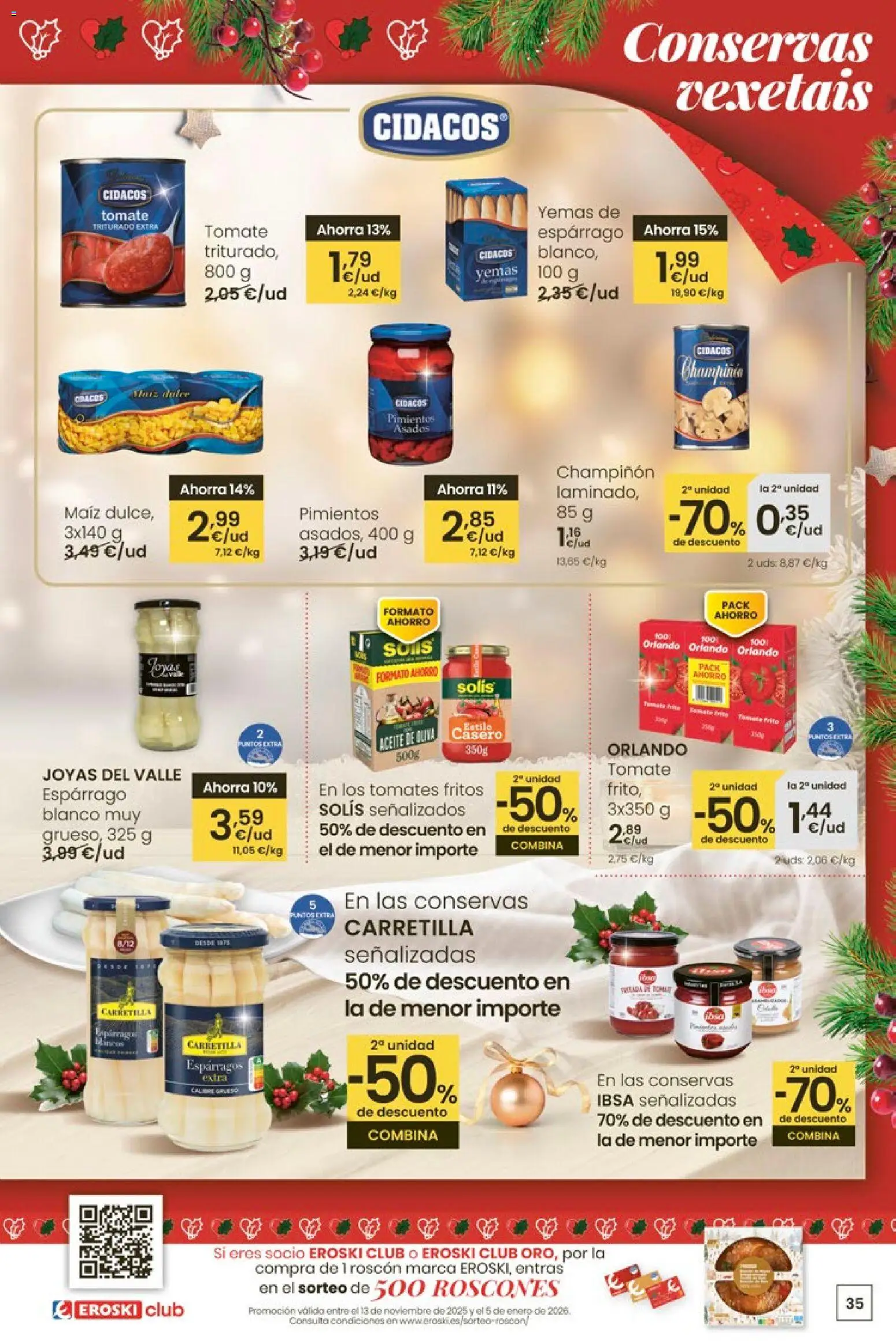 Eroski - Navidad  │ válido desde el 18.12.2025 | Página: 35 | Productos: Aceite, Tomates, Νερό καρύδας, Aceite de oliva