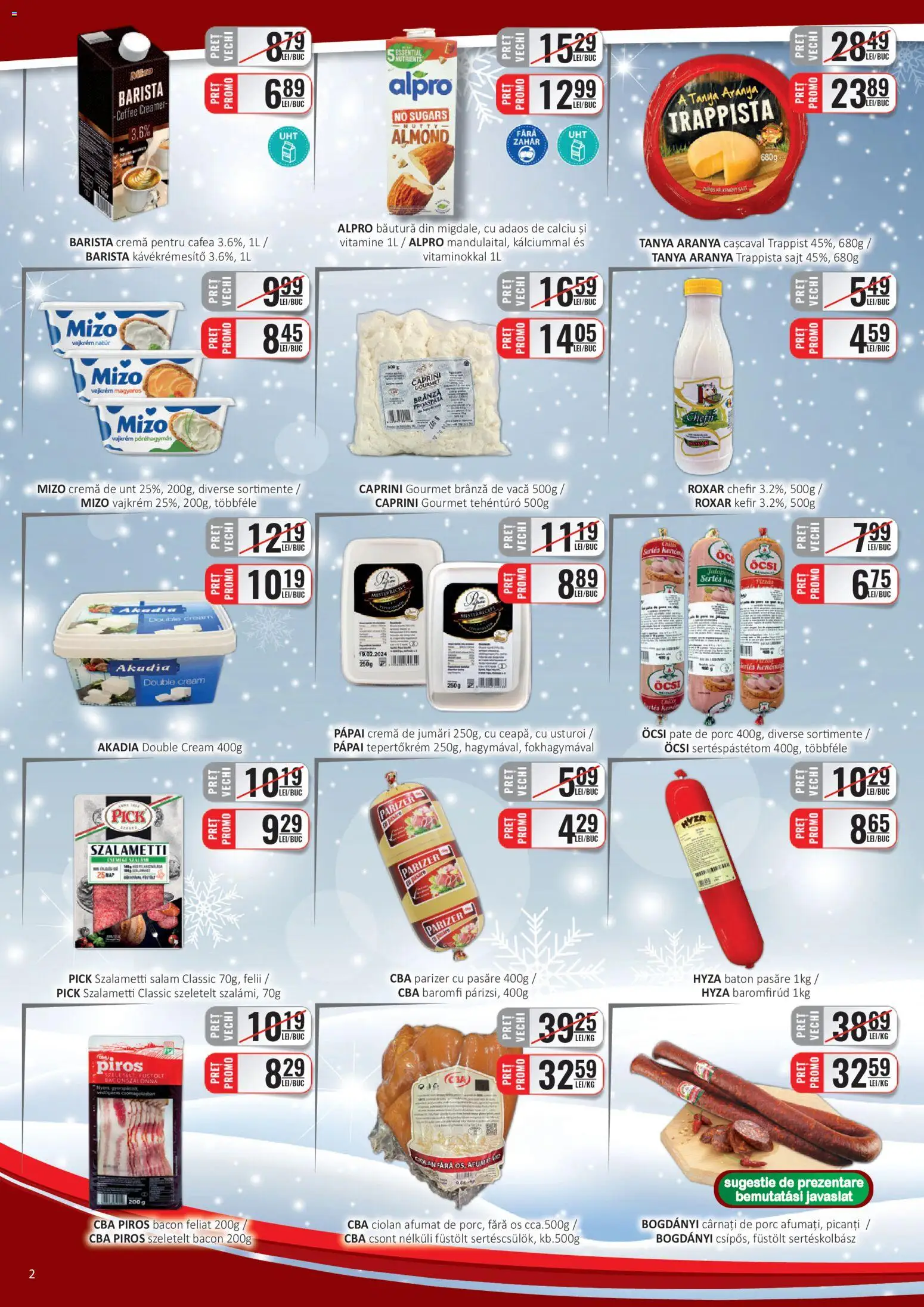 Noul catalog CBA – valabil de la 03.01.2026 | Pagină: 2 | Produse: Cașcaval, Bacon, Salam, Kefir