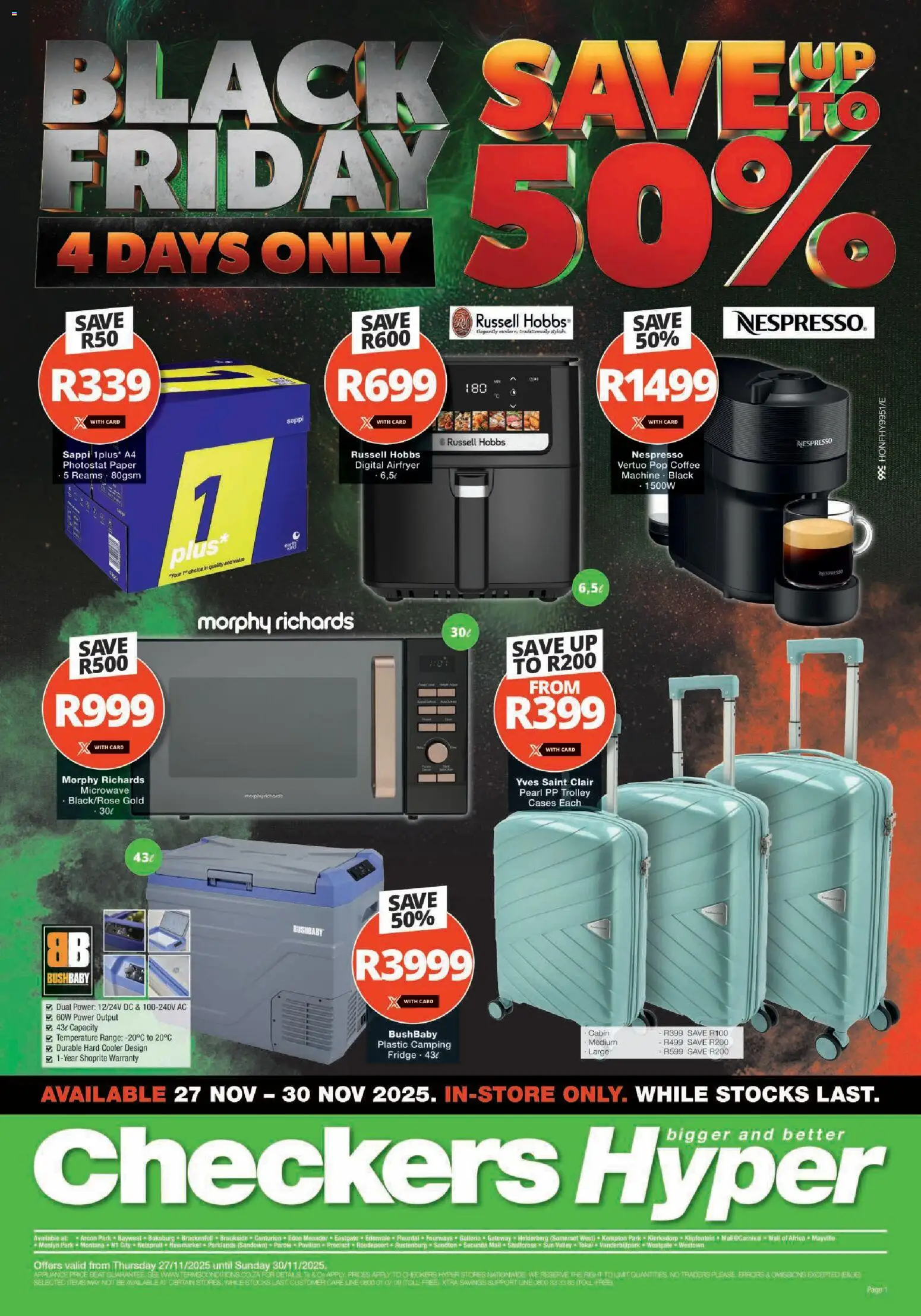 New Checkers catalogue – valid from 27.11.2025 | Page: 1 | Products: Microwave, Cooler, Coffee, Paper