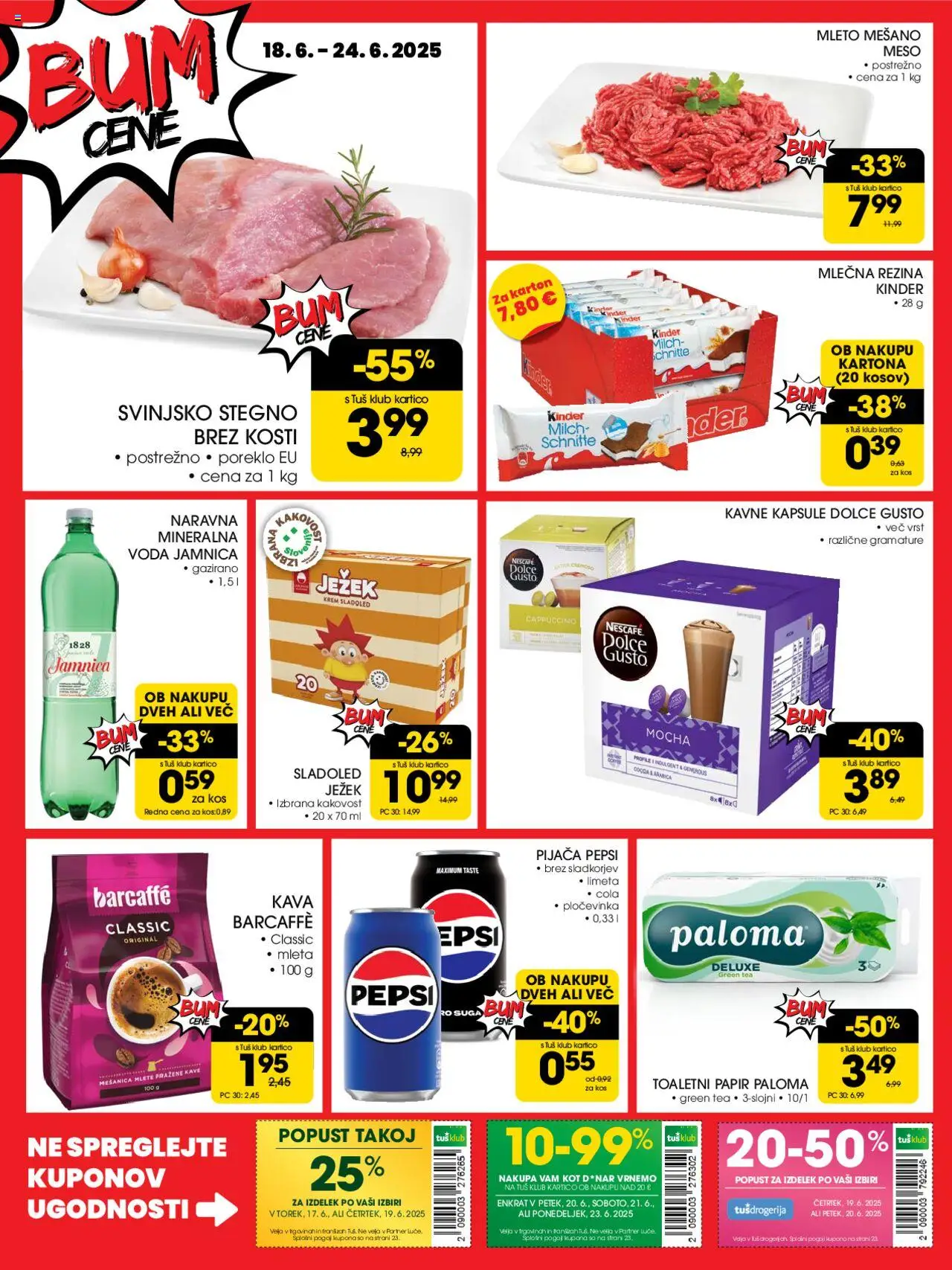 Tuš katalog │ velja od 18.06.2025 | Stran: 24 | Izdelki: Mlečna rezina, Kos, Kavne kapsule, Sladoled