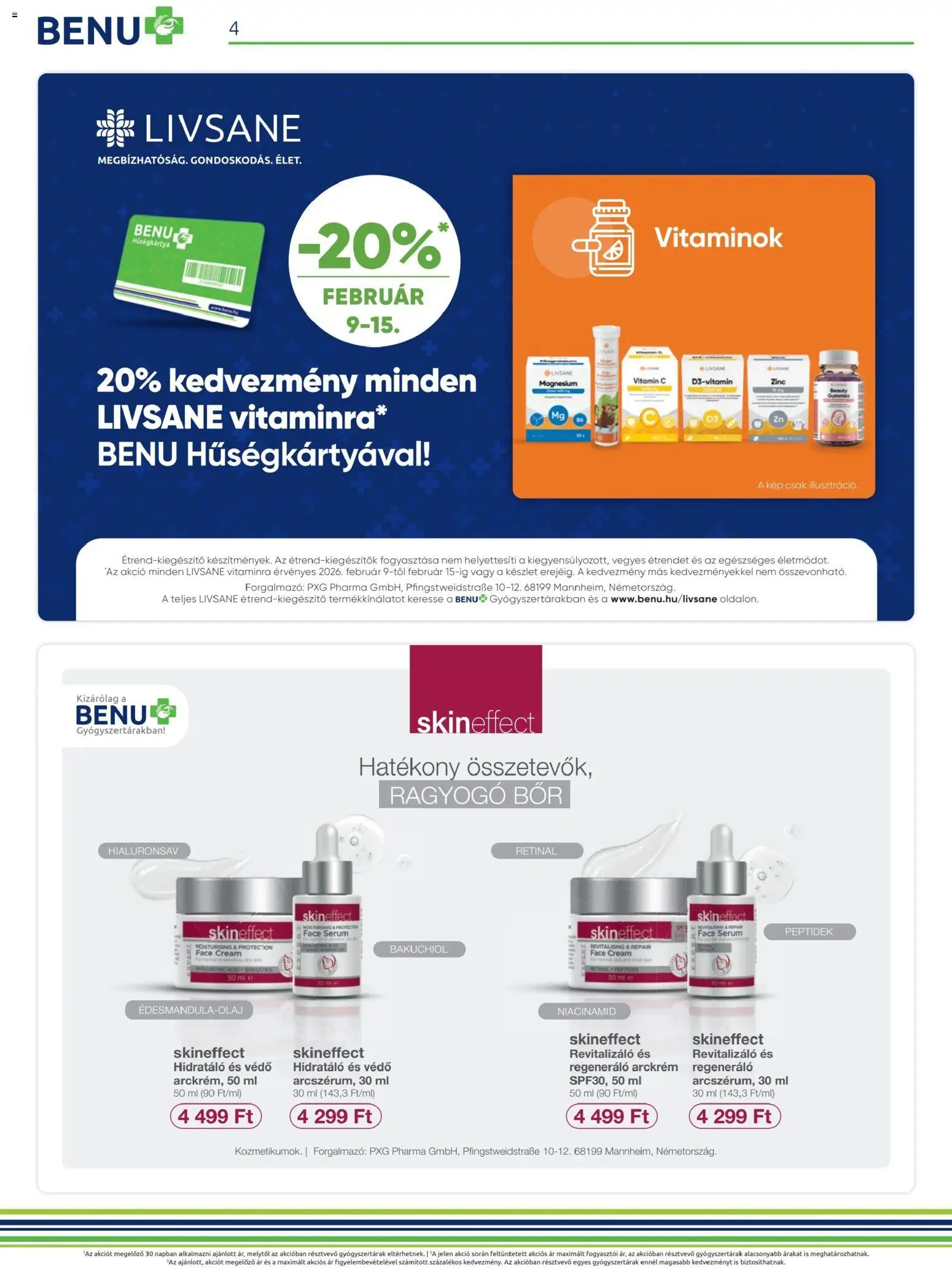 BENU Gyógyszertárak akciós ujság - amely érvényes a következő dátumtól: 01.02.2026 | Oldal: 4 | Termékek: Arckrém, Vitamin c, Bor