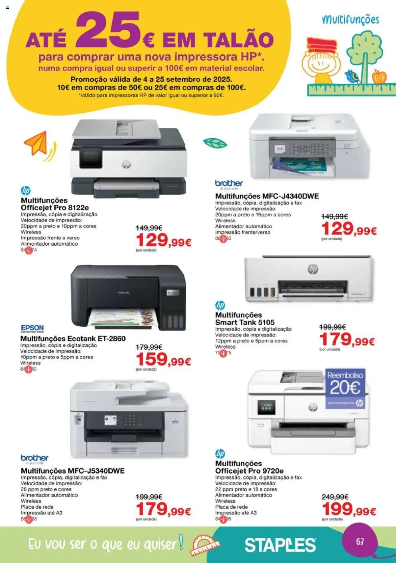 Staples - Folheto Regresso às Aulas 2025 │ válido de 18.08.2025 | Página: 63 | Produtos: Impressora