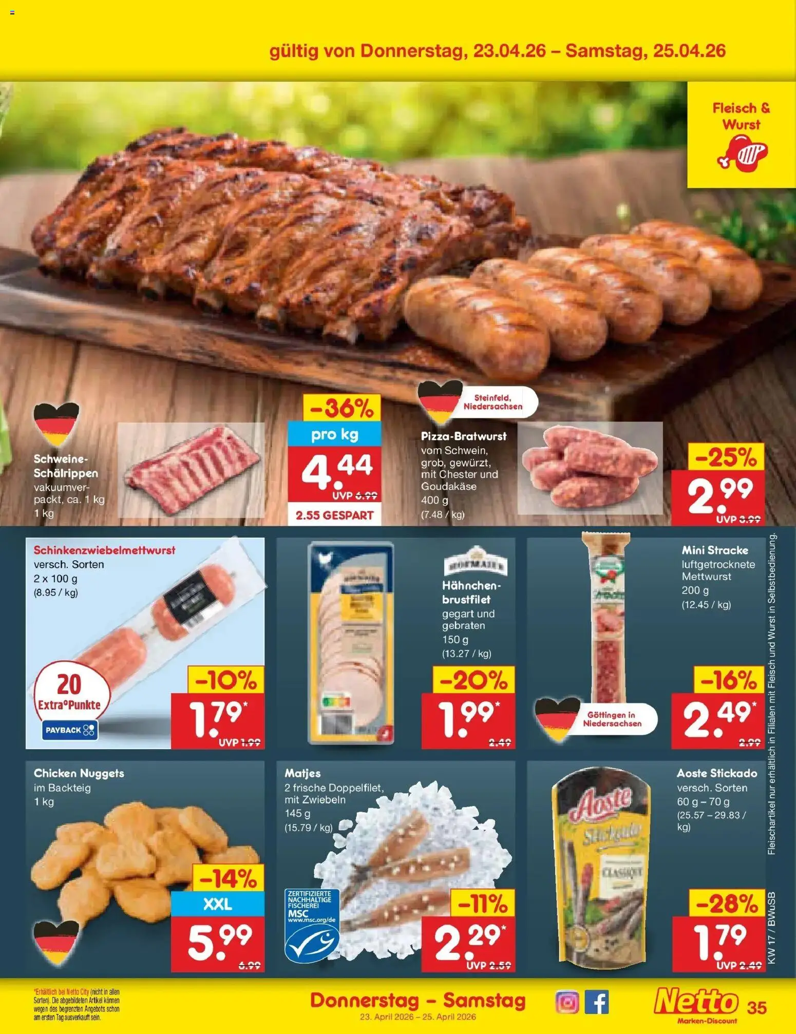 Netto Marken-Discount Prospekt Stemwede-Dielingen	 – gültig ab 20.04.2026 | Seite: 51 | Produkte: Hahnchen, Zwiebeln, Wurst, Fleisch