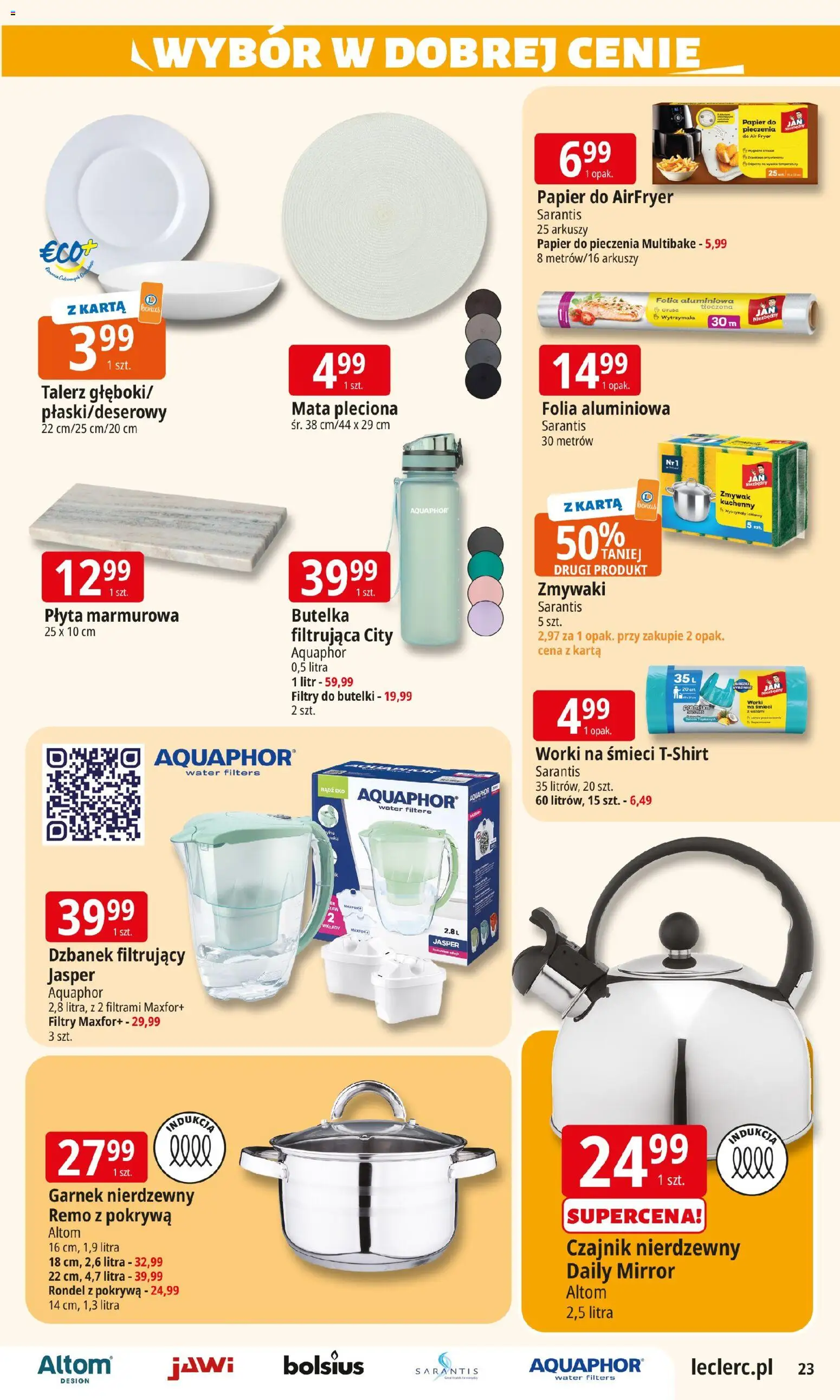 E.Leclerc Gazetka - Zamość od 13.01.2026 | Strona: 23 | Produkty: Karta, Czajnik, Papier do pieczenia, Dzbanek filtrujący