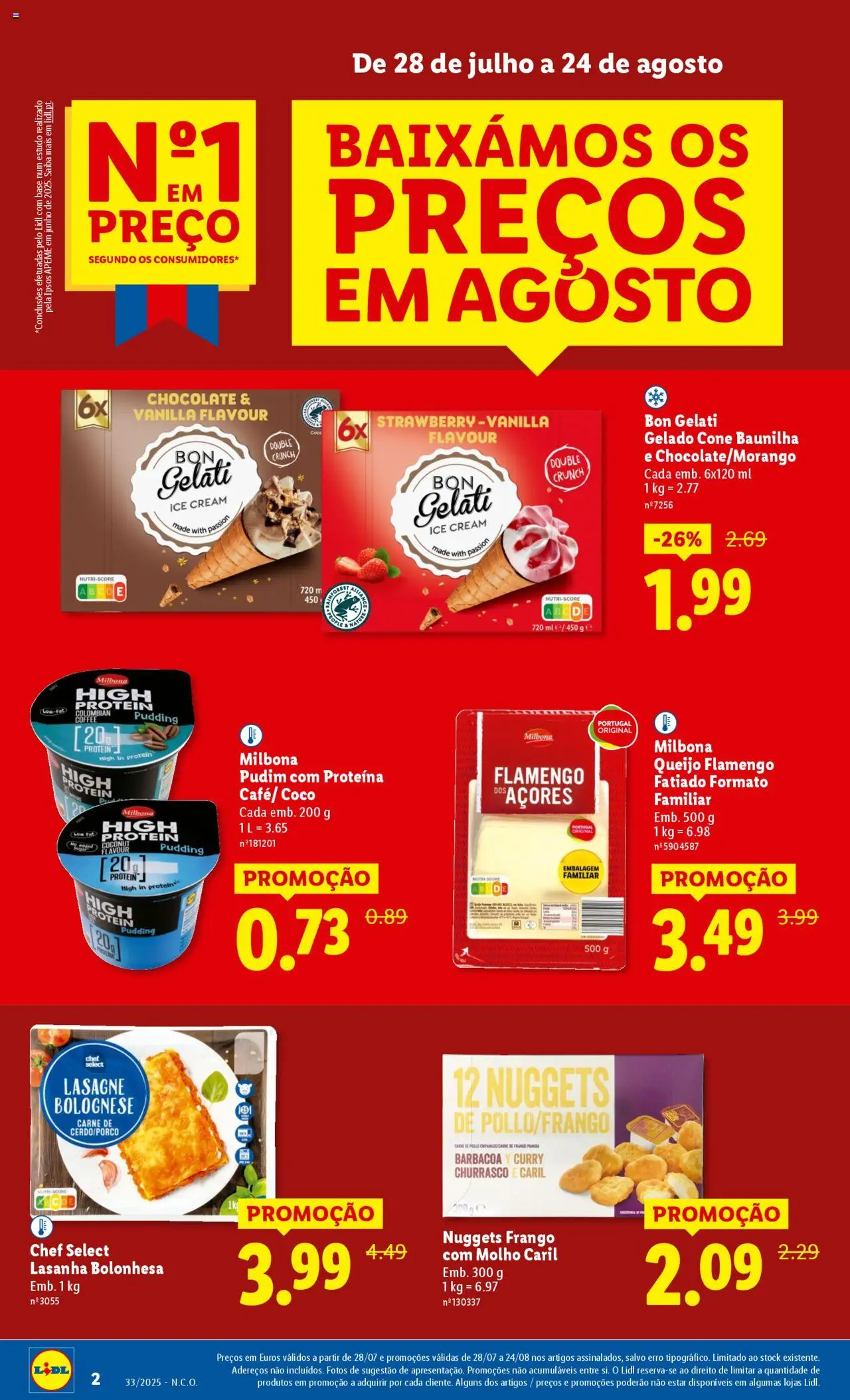 Lidl folheto │ válido de 11.08.2025 | Página: 2 | Produtos: Frango, Lasanha, Base, Queijo