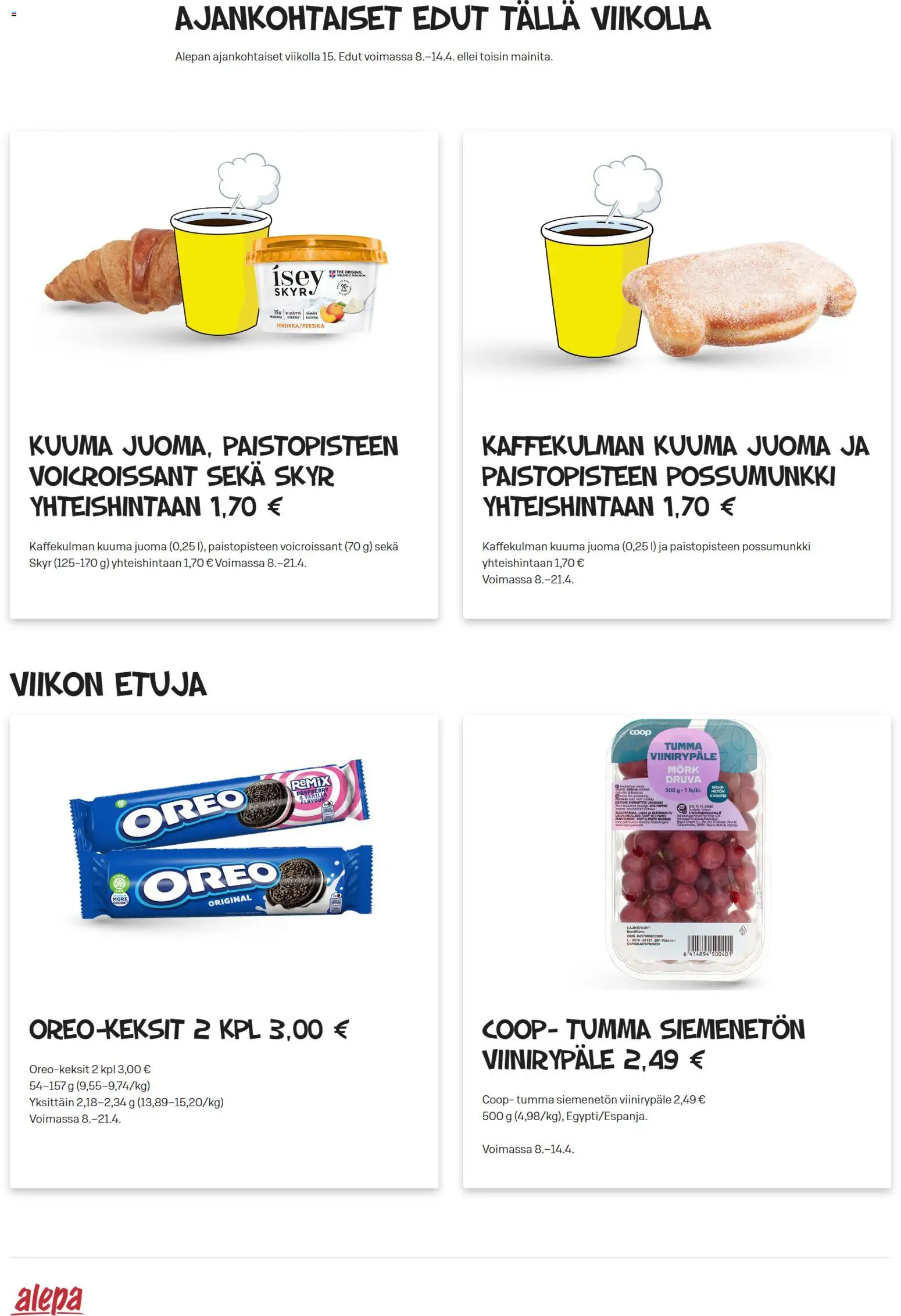 Alepa tarjoukset – voimassa 08.04.2026 alkaen | Sivu: 1 | Tuotteet: Oreo