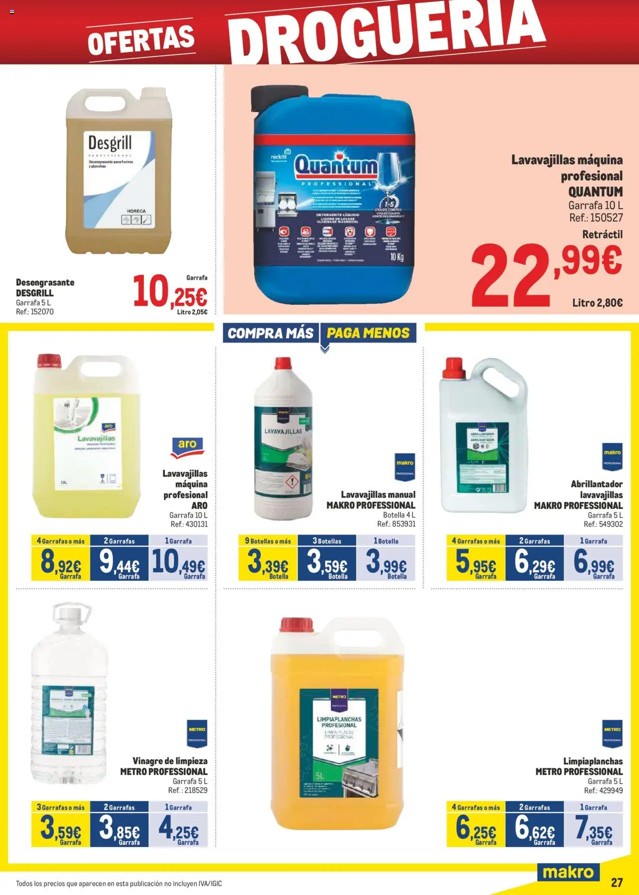 Makro - Precios Centro │ válido desde el 04.08.2025 | Página: 27 | Productos: Detergente, Detergente líquido, Lavavajillas, Δεξαμενή