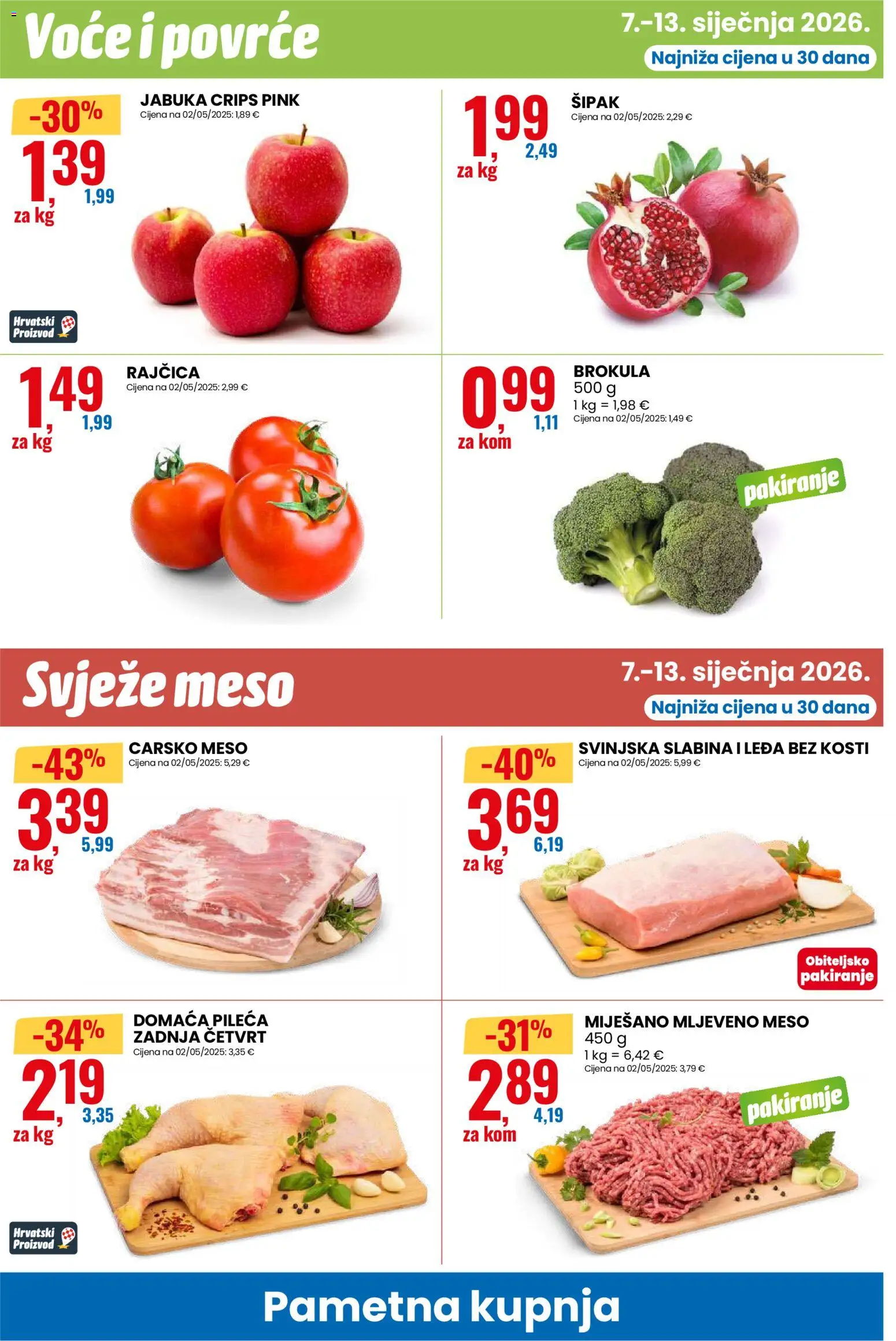 Eurospin katalog | vrijedi od 07.01.2026 | Stranica: 6 | Proizvodi: Meso, Mljeveno meso, Voće, Rajčica