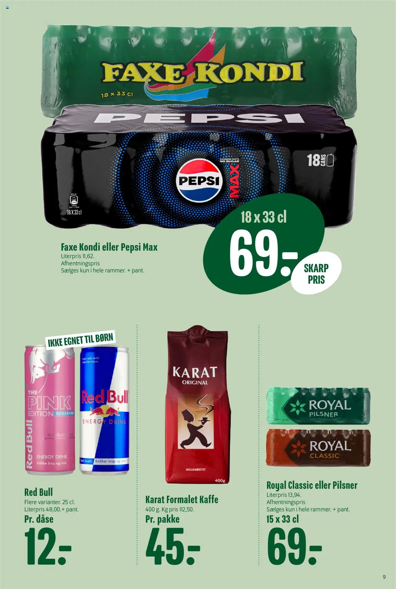 Min Købmand Tilbudsavis gyldig fra 08.08.2025 | Side: 9 | Produkter: Kaffe, Faxe Kondi, Pepsi, Pepsi Max