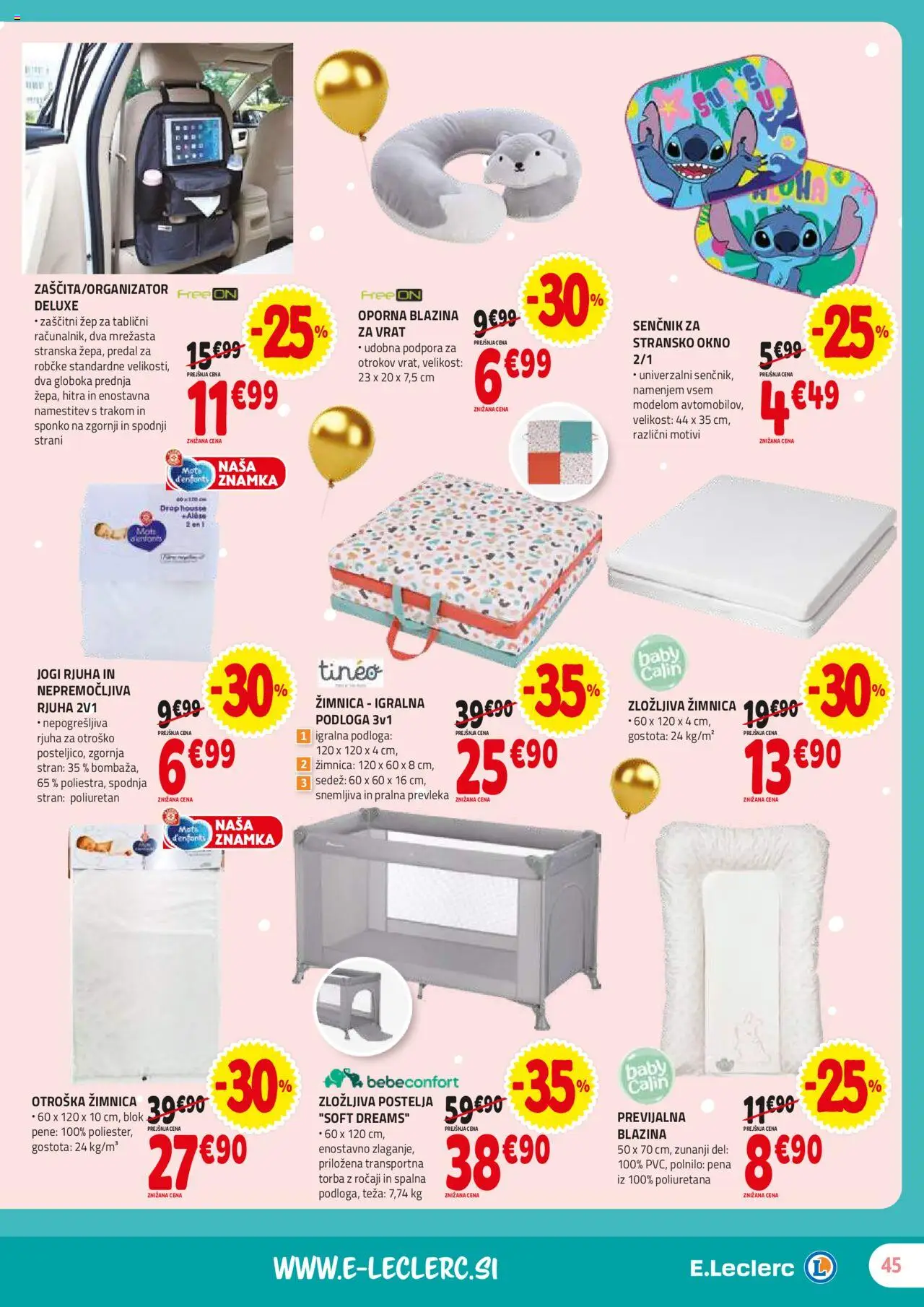 E.leclerc katalog │ velja od 18.06.2025 | Stran: 45 | Izdelki: Postelja, Jogi, Okno, Blok