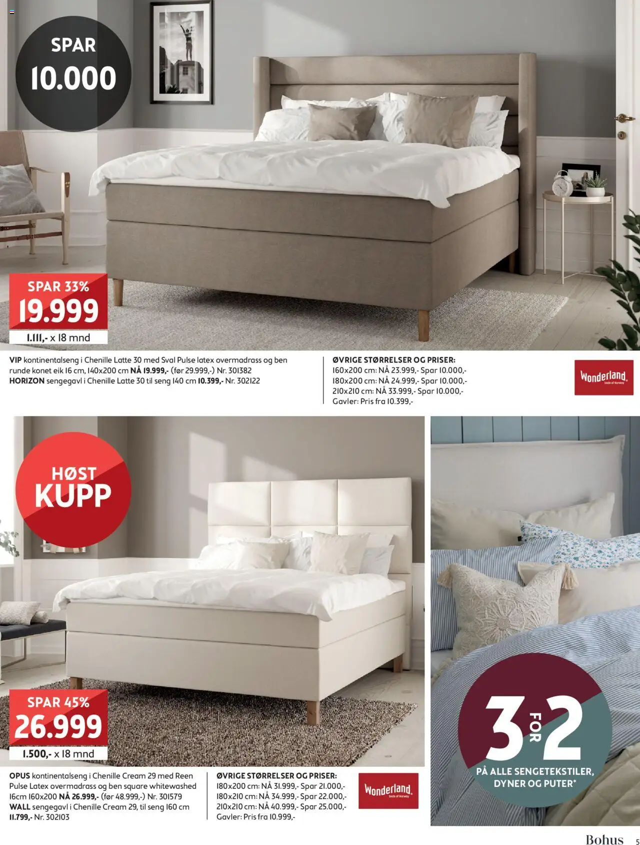 {H1} | Side: 5 | Produkter: Overmadrass, Kontinentalseng, Seng, Sengegavl