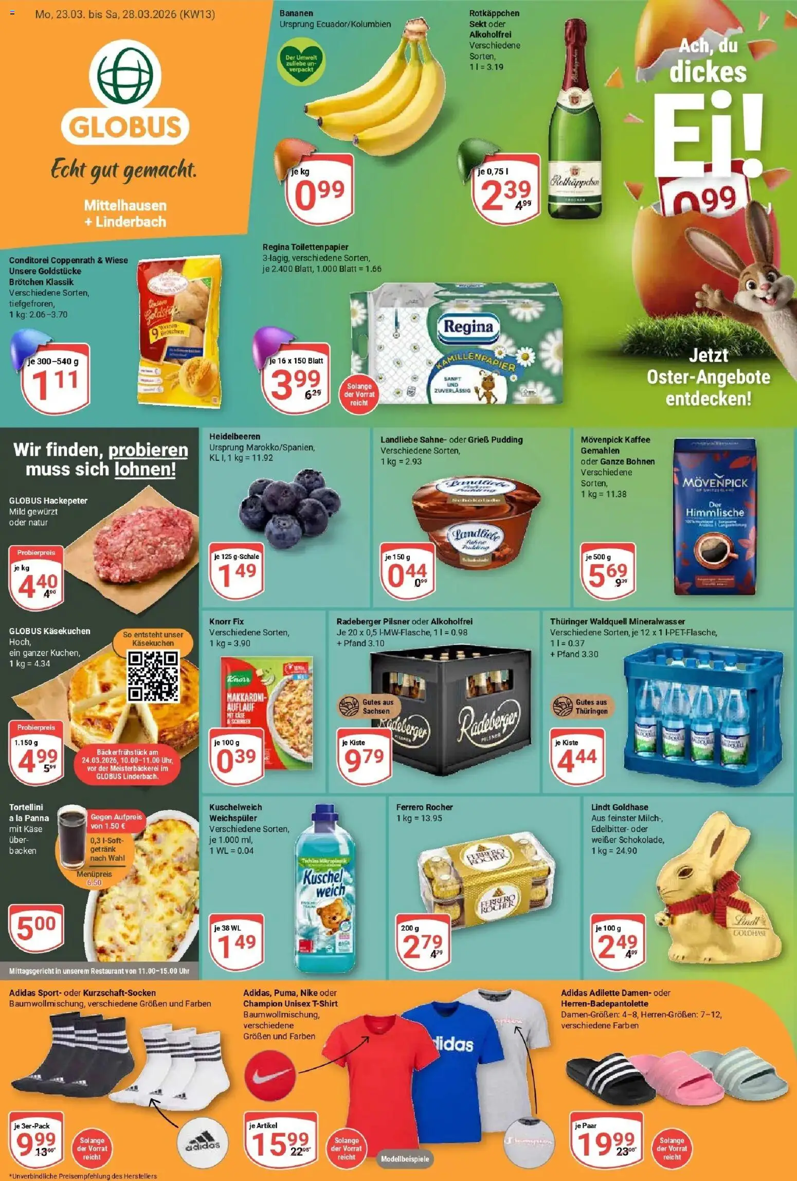 Globus prospekt Erfurt-Linderbach	 – gültig ab 23.03.2026 | Seite: 1 | Produkte: Knorr fix, Knorr, Pudding, Mineralwasser