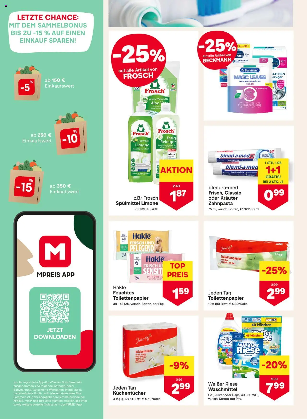 MPREIS Flugblatt gültig ab 28.08.2025 | Seite: 10 | Produkte: Jääkaappipakastin, Zahnpasta, Waschmittel
