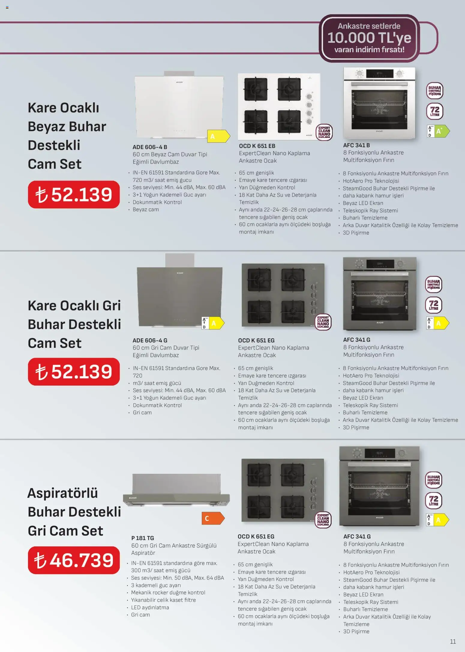 Arçelik Ankastre Kataloğu - 01.11.2025 tarihinden itibaren geçerlidir | Sayfa: 11 | Ürünler: Su, Saat, Ses, Fırın