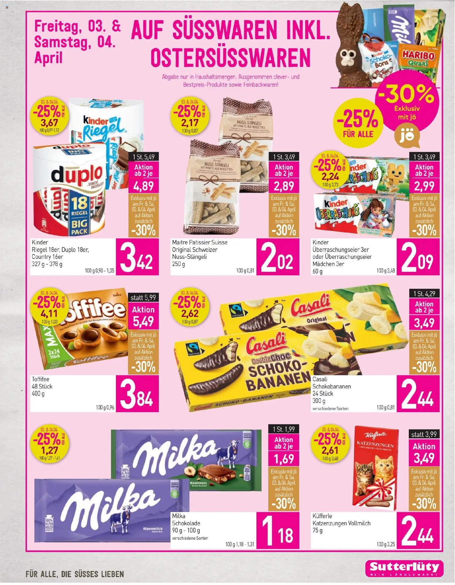 Sutterlüty Flugblatt gültig ab 02.04.2026 | Seite: 15 | Produkte: Schokolade, Bananen