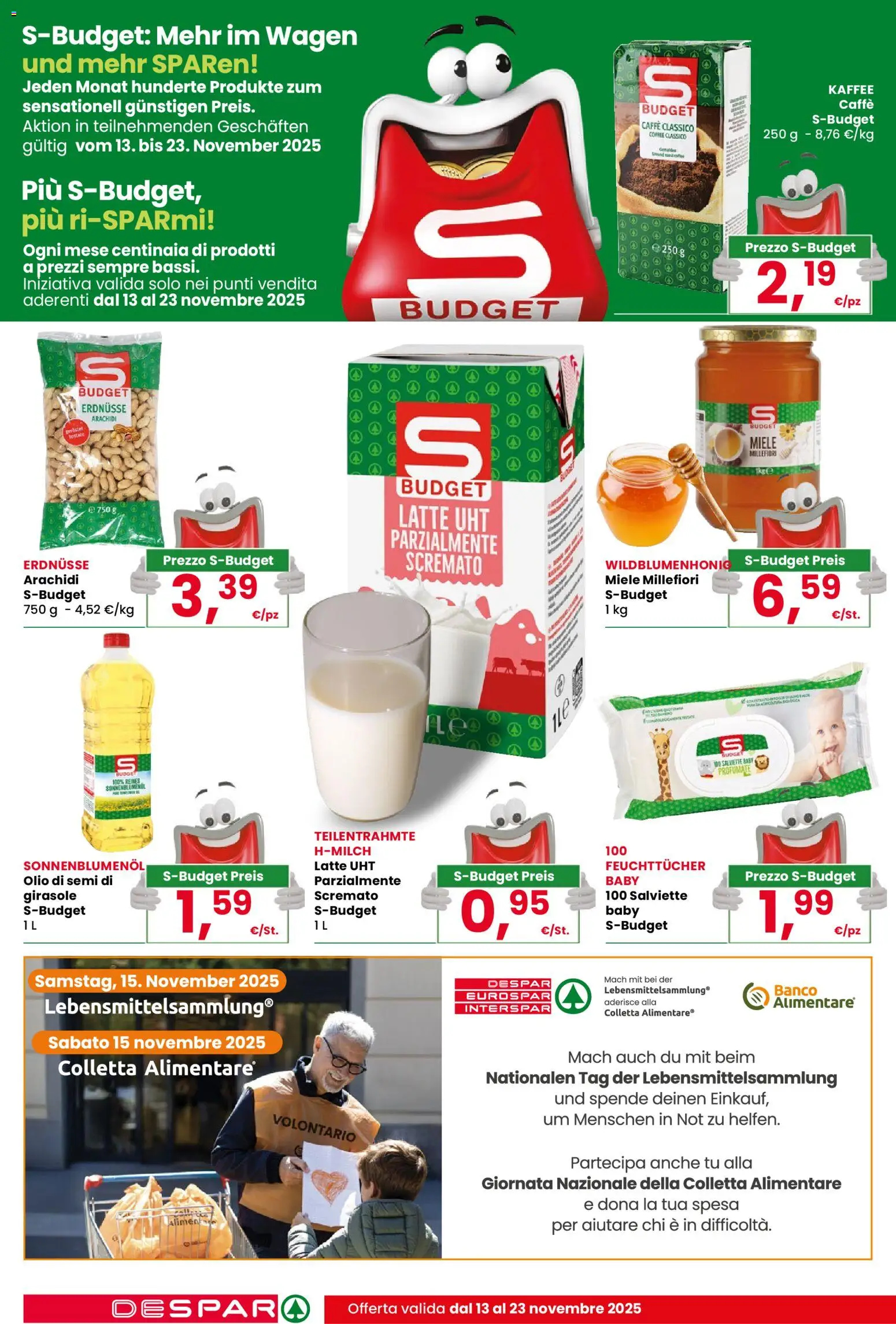 Volantino Despar del 13.11.2025 | Pagina: 14 | Prodotti: Latte, Olio, Arachidi, Miele