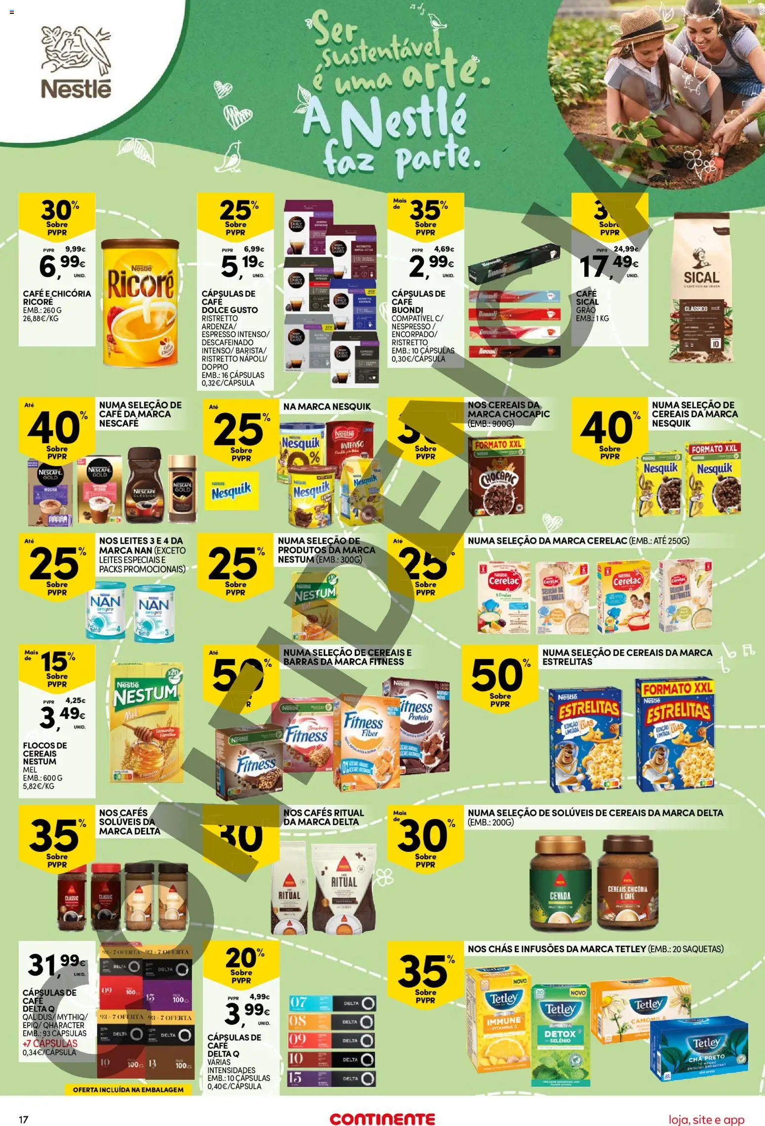 Continente Semanal Continente Bom Dia │ válido de 02.12.2025 | Página: 17 | Produtos: Delta q, Nestlé, Chá, Cereais