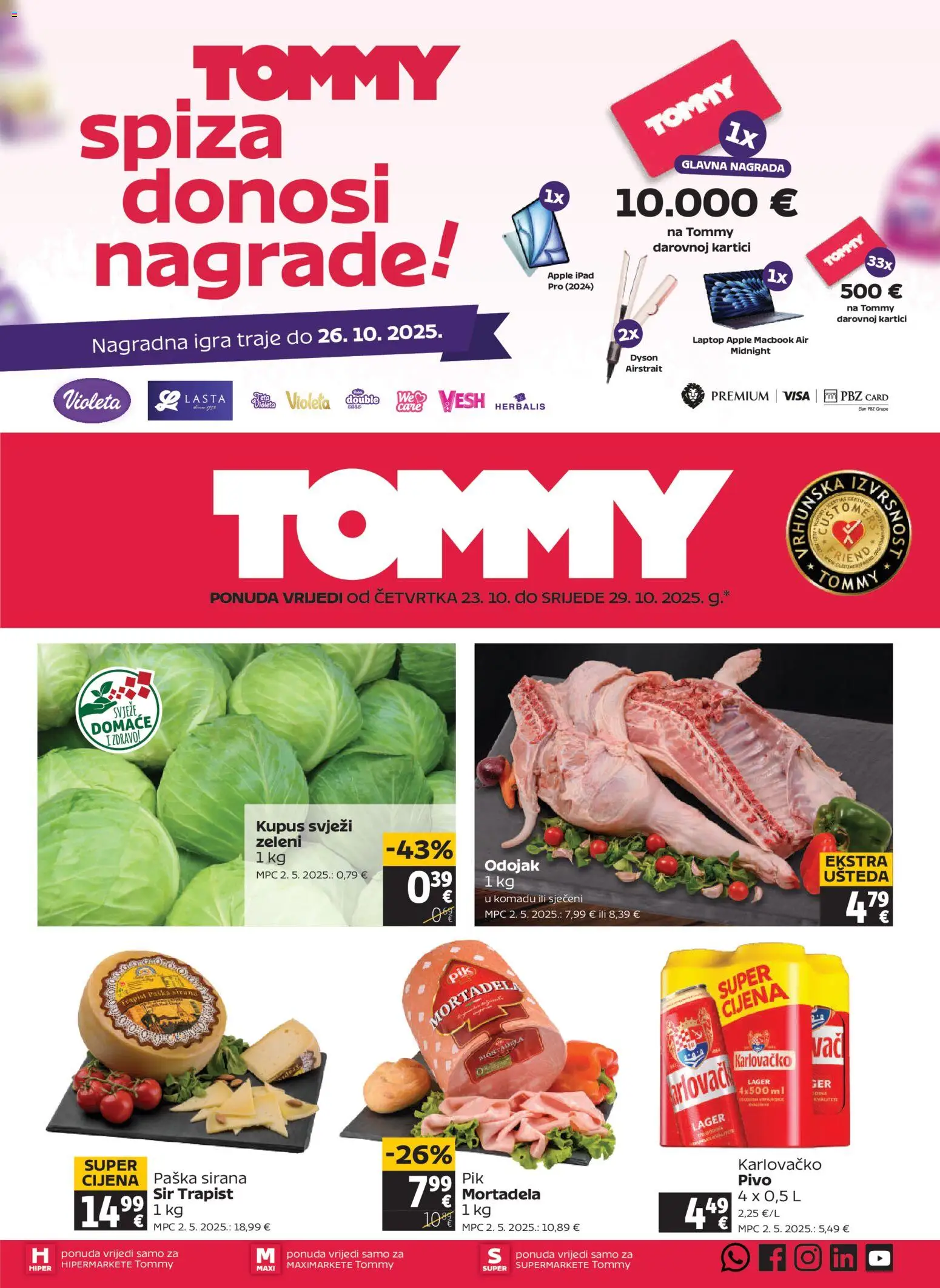 Tommy katalog | vrijedi od 23.10.2025 | Stranica: 1 | Proizvodi: Sir, Karlovačko, Kupus, Violeta