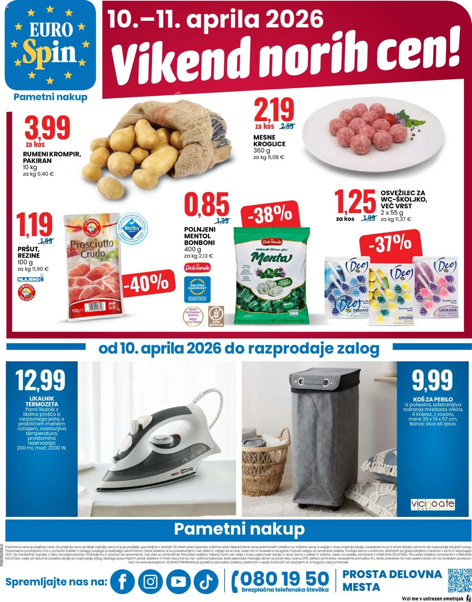 Novi Eurospin katalog ponudbe – veljaven od 09.04.2026 | Stran: 16 | Izdelki: Likalnik, Koš za perilo, Kos, Barva