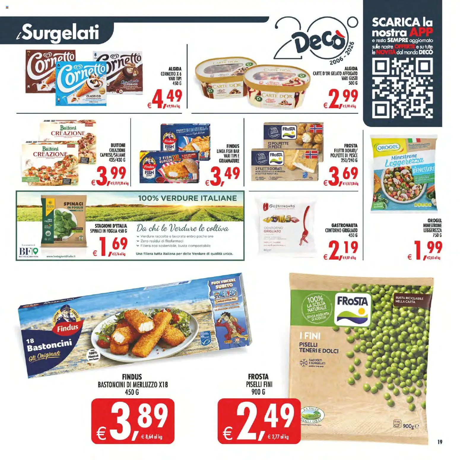 Volantino Decò del 17.03.2026 | Pagina: 19 | Prodotti: Minestrone, Merluzzo, Verdure, Spinaci