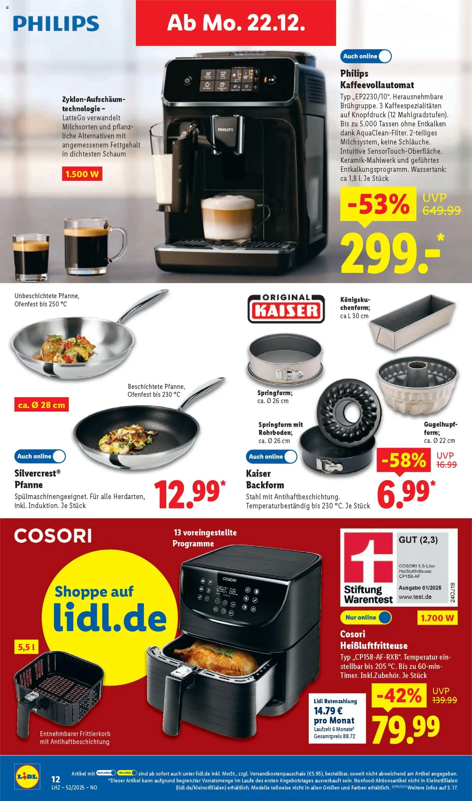 Lidl Prospekt Holzminden – gültig ab 22.12.2025 | Seite: 22 | Produkte: Philips, Kaffeevollautomat, Heißluftfritteuse