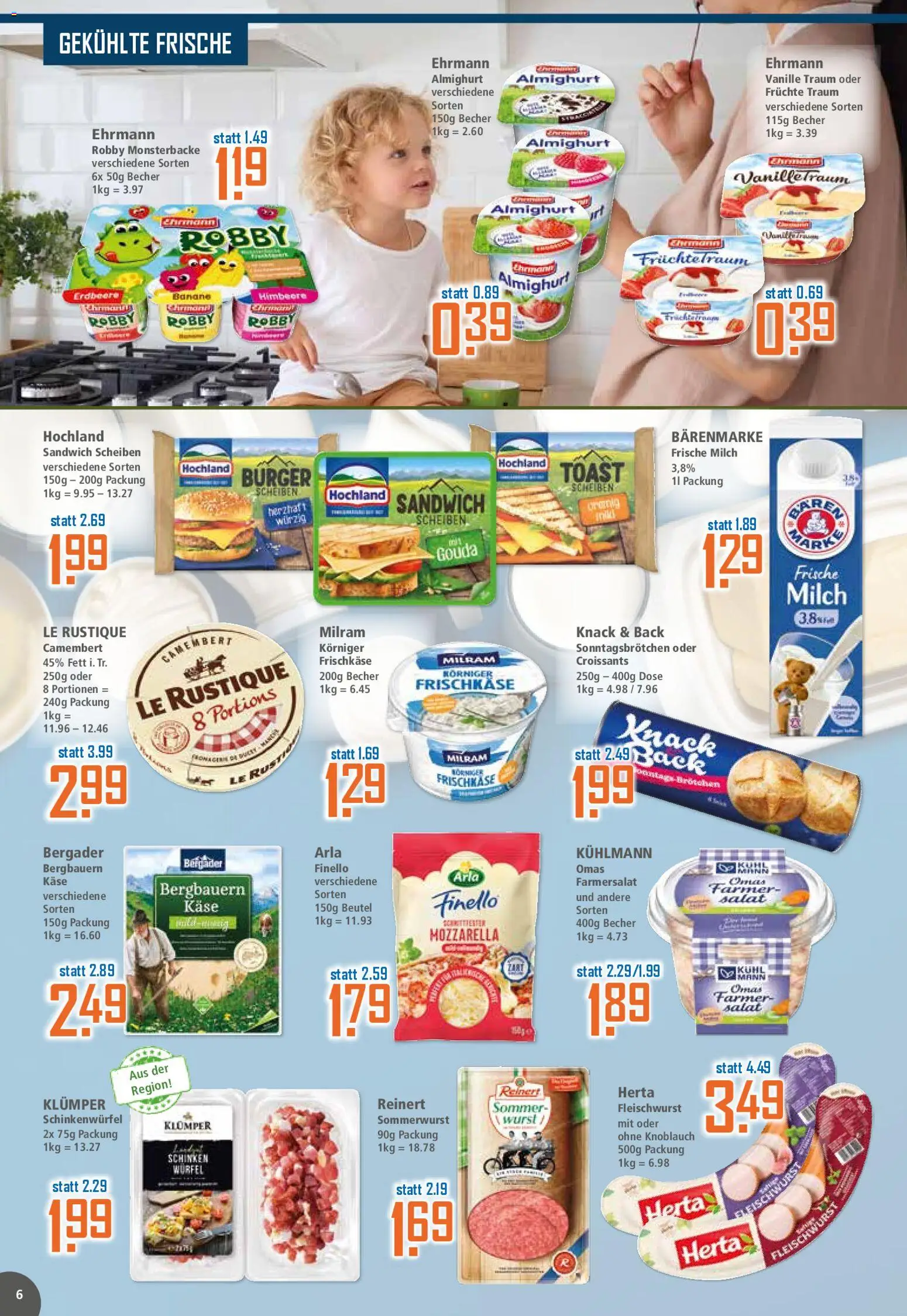 Klaas & Kock Prospekt 	 – gültig ab 23.02.2026 | Seite: 6 | Produkte: Herta fleischwurst, Käse, Toast, Milram