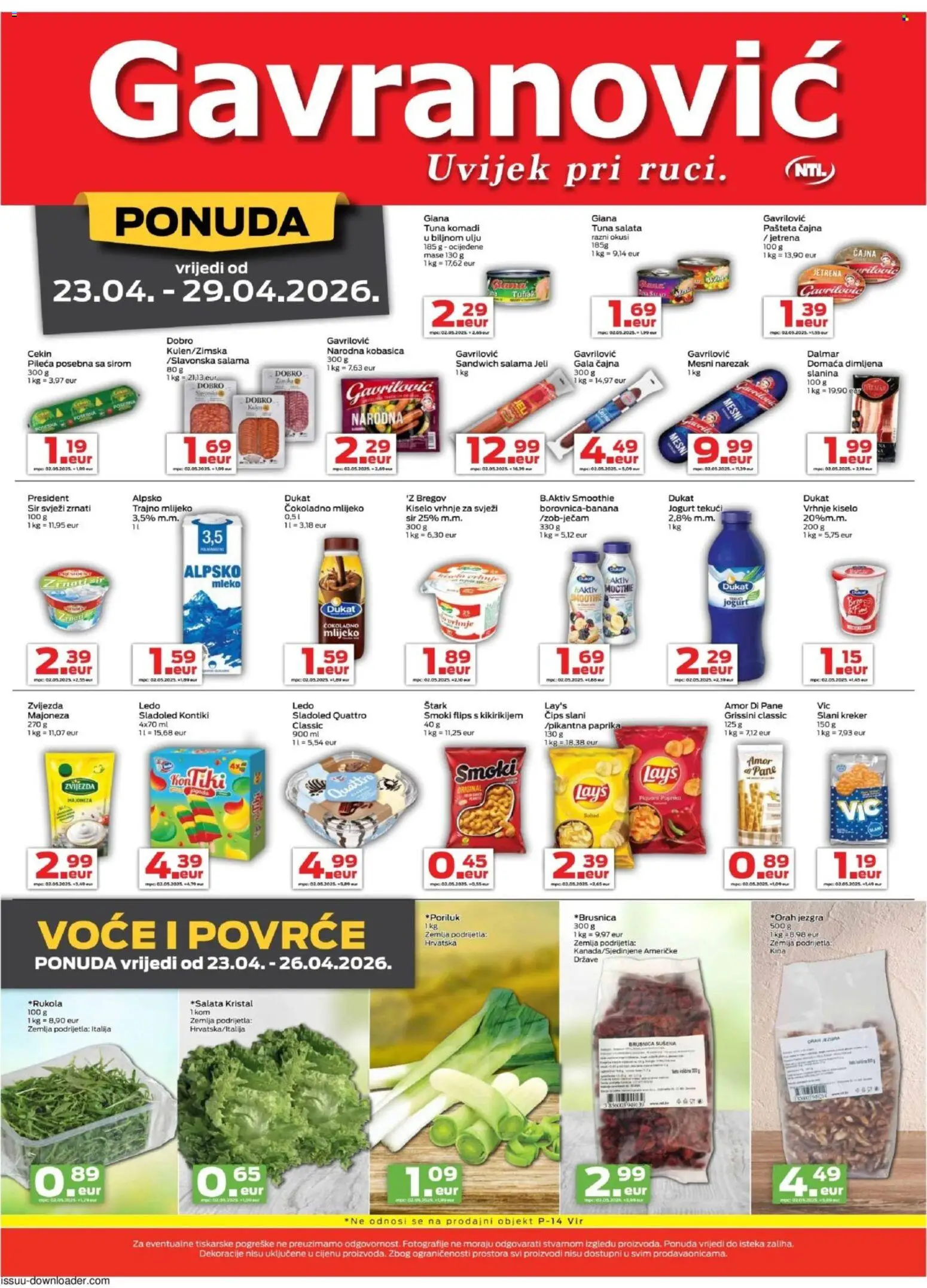 Gavranović katalog | vrijedi od 23.04.2026 | Stranica: 5 | Proizvodi: Čips, Povrće, Voće, Smoothie