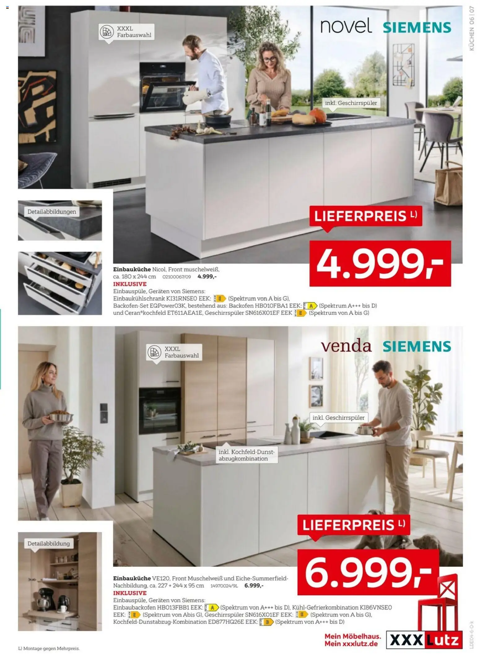 XXXLutz Nr. 1 bei Küchen – gültig ab 11.04.2026 | Seite: 7 | Produkte: Siemens, Einbauküche, Backofen, Kuchen