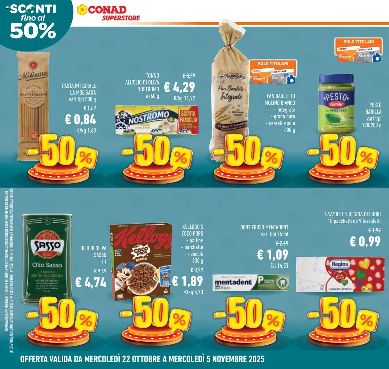Volantino Conad del 22.10.2025 | Pagina: 12 | Prodotti: Fazzoletti, Olio, Pesto, Tonno