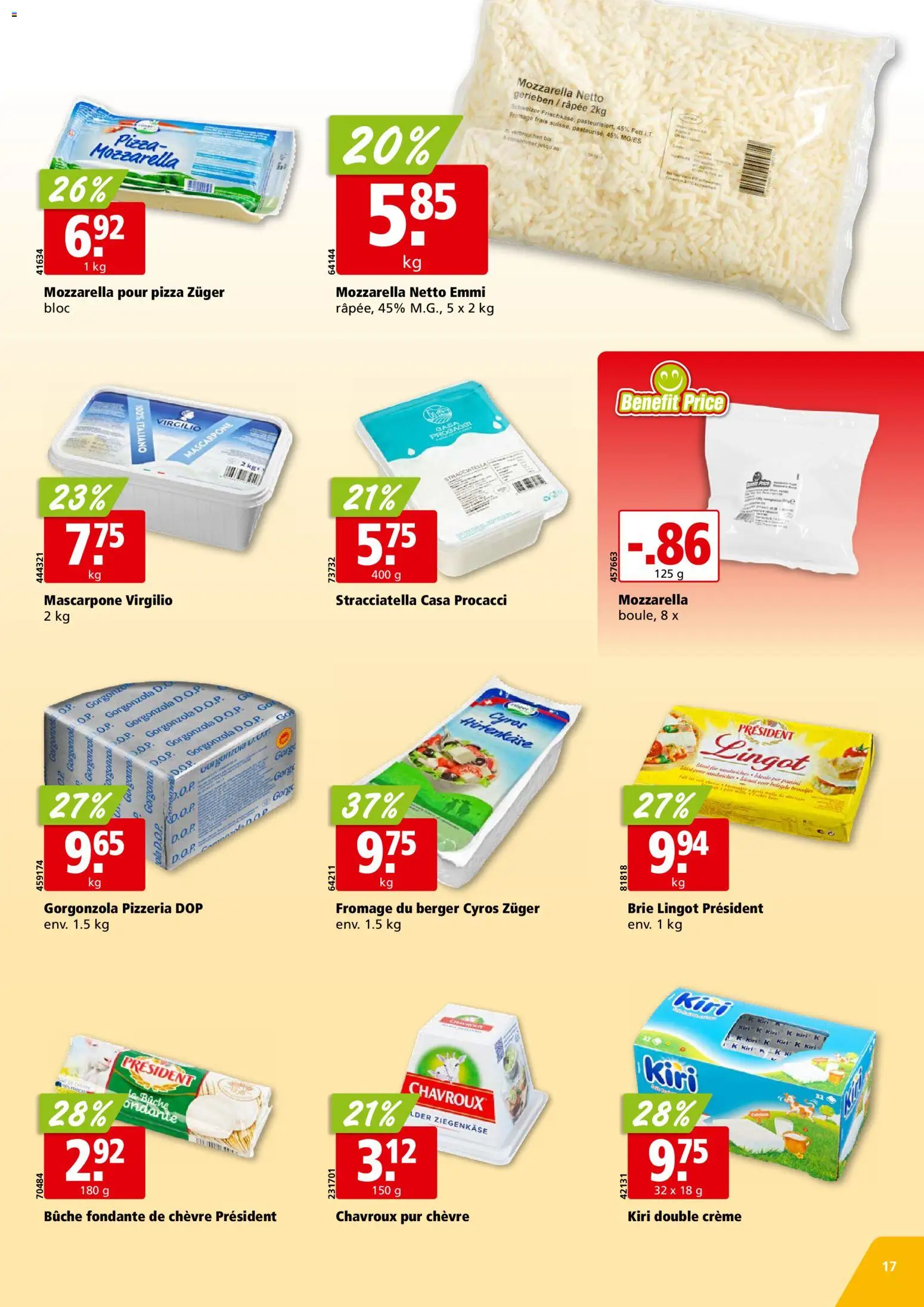 Aligro aktionen Chavannes, Matran, Genève, Sion – gültig ab 09.03.2026 | Seite: 17 | Produkte: Mascarpone, Ziegenkäse, Pizza, Creme