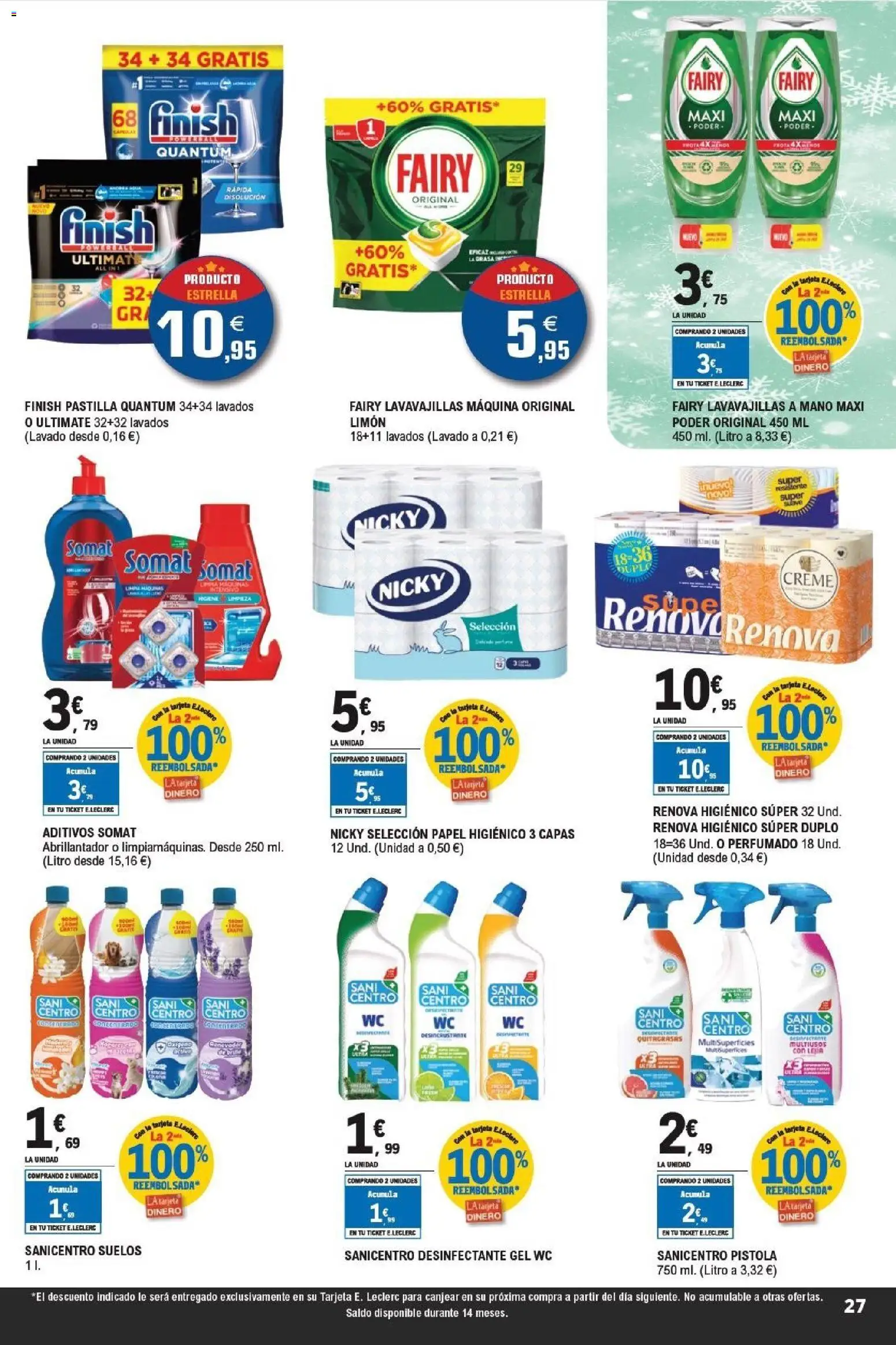 E.Leclerc folleto │ válido desde el 07.01.2026 | Página: 27 | Productos: Papel higienico, Lavavajillas