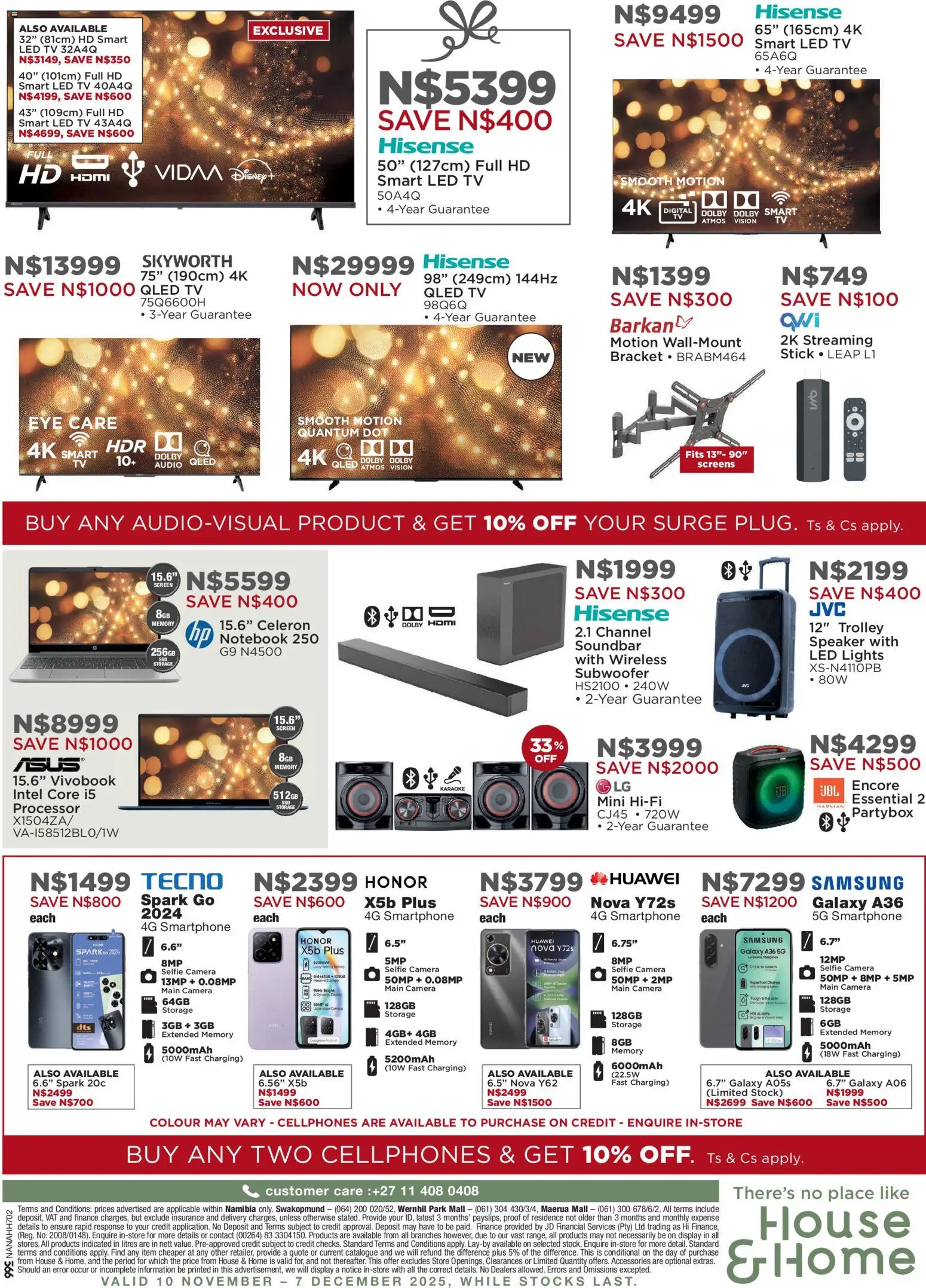 New House and Home catalogue – valid from 24.11.2025 | Page: 8 | Products: Smartphone, Camera, TV, Subwoofer