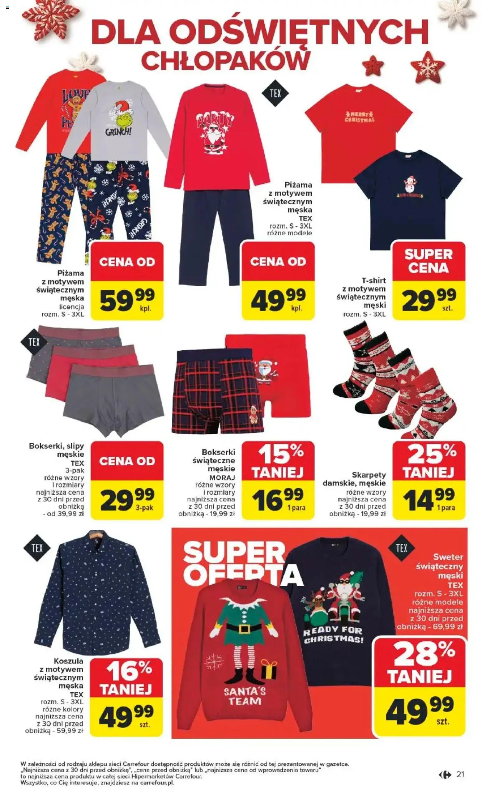 Carrefour Gazetka - Święta spełnionych marzeń od 10.11.2025 | Strona: 22 | Produkty: Sweter, Skarpety, Piżama, Bokserki