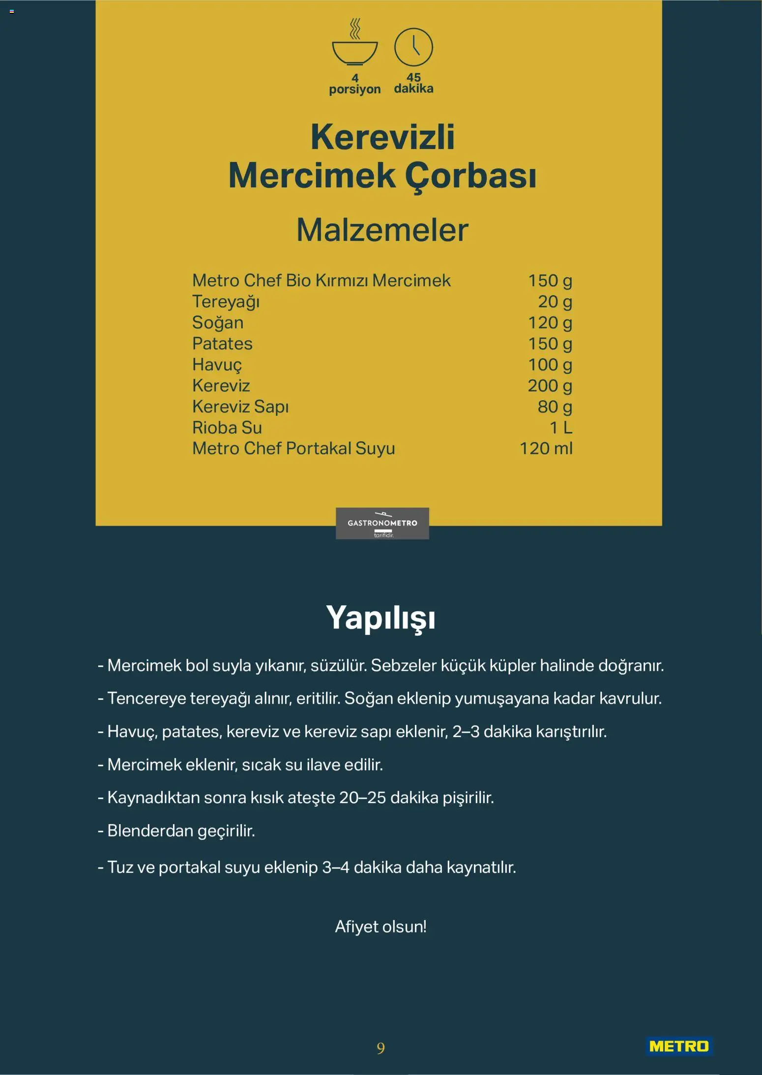 Metro - Kurum ve İşletme Mutfakları - 11.02.2026 tarihinden itibaren geçerlidir | Sayfa: 9 | Ürünler: Tereyağı, Havuç, Su, Kereviz