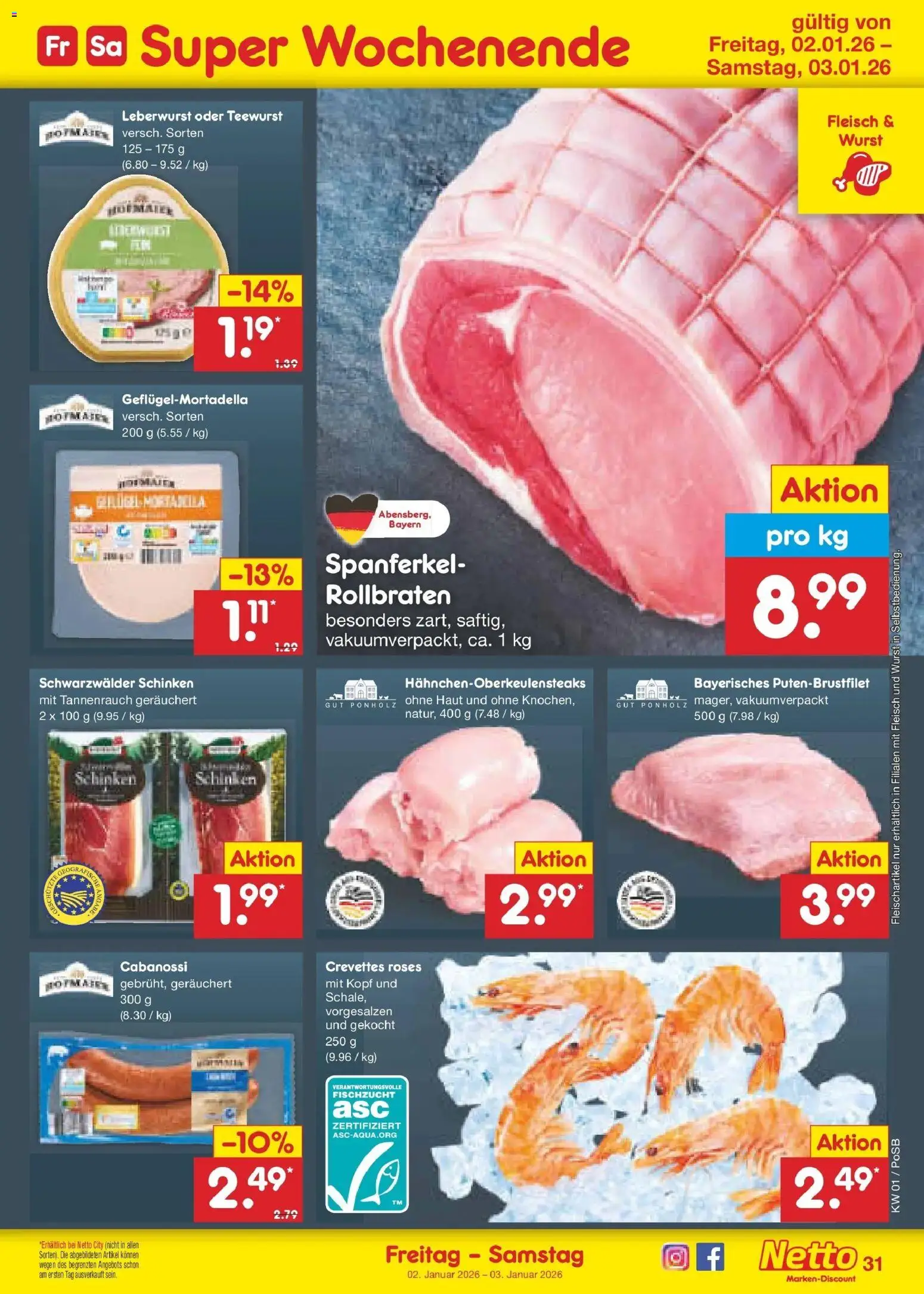 Netto Marken-Discount prospekt Regensburg	 – gültig ab 28.12.2025 | Seite: 45 | Produkte: Wurst, Schinken, Fleisch