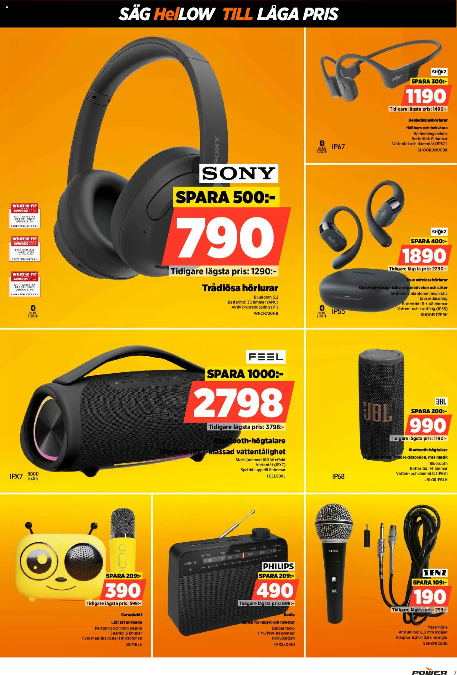 Power reklamblad aktuell från 02.03.2026 | Sida: 7 | Produkter: Såg, Trådlösa hörlurar, Hörlurar, Adapter