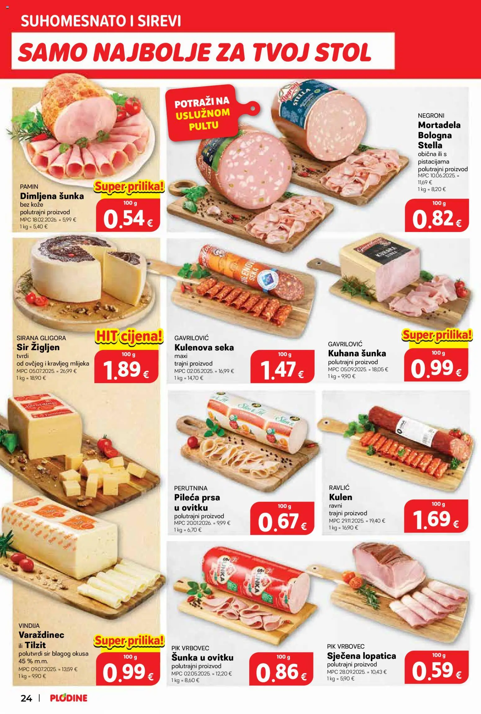 Plodine katalog | vrijedi od 04.03.2026 | Stranica: 24 | Proizvodi: Vindija, Sir, Pik Vrbovec, Kulen