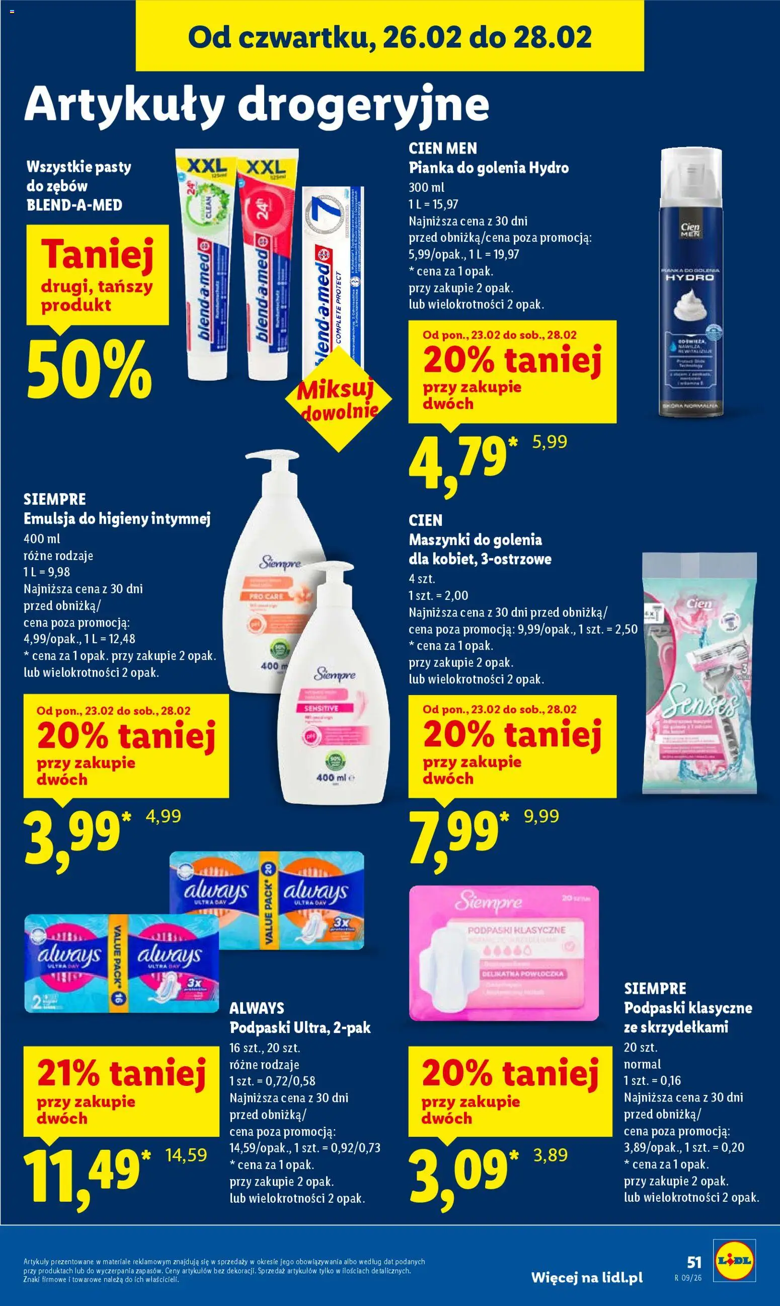 Lidl Gazetka od 26.02.2026 | Strona: 51 | Produkty: Podpaski, Maszynki do golenia, Pianka do golenia