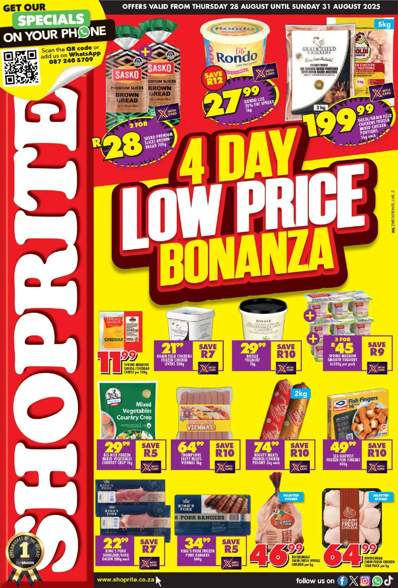 Shoprite KwaZulu-Natal - Low Price Bonanza │ valid from 28.08.2025 | Page: 1 | Products: Polony, Chicken, Fish, Strawberries