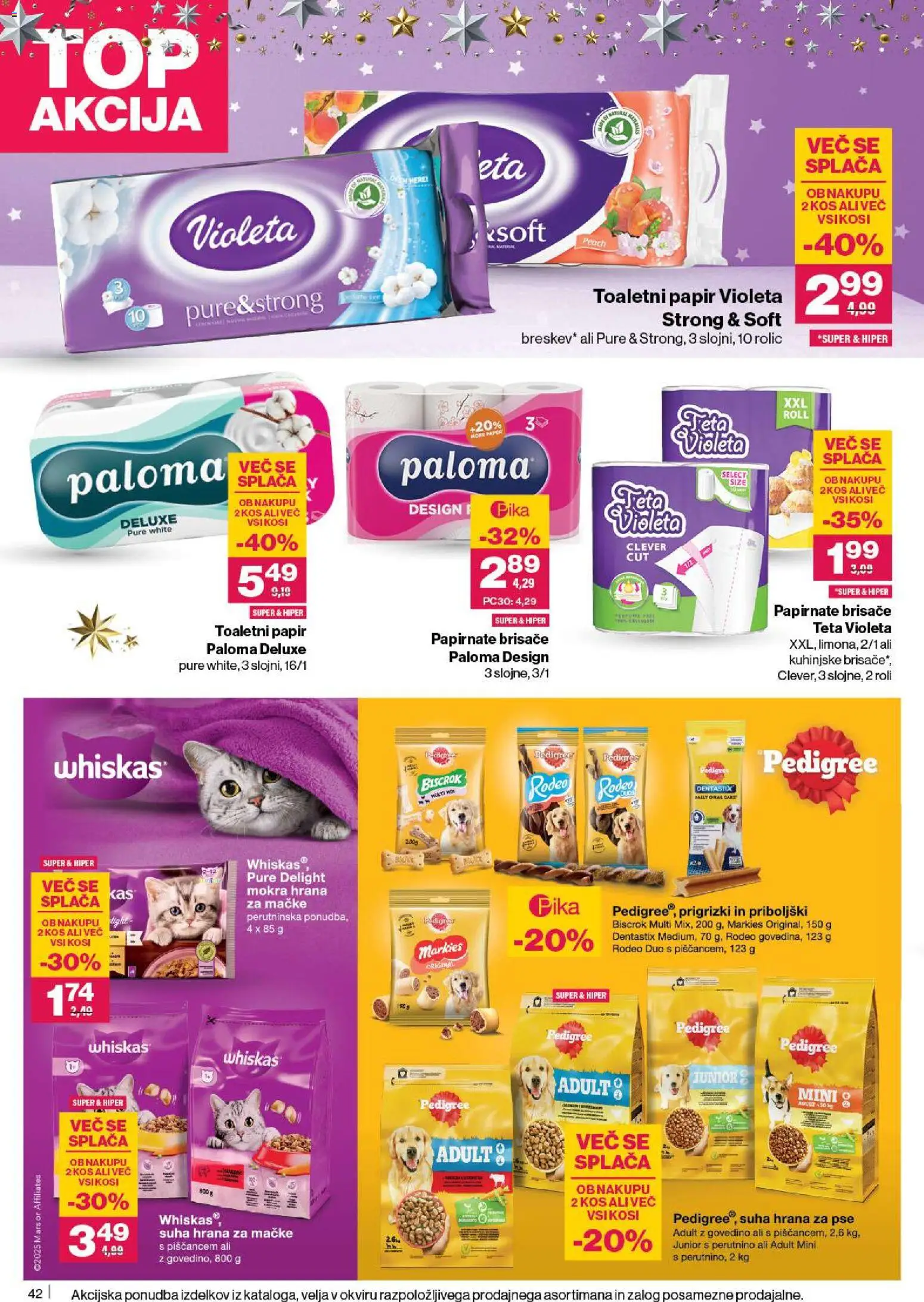 Novi Mercator katalog ponudbe – veljaven od 27.11.2025 | Stran: 44 | Izdelki: Hrana za mačke, Hrana za pse, Priboljški, Prigrizki